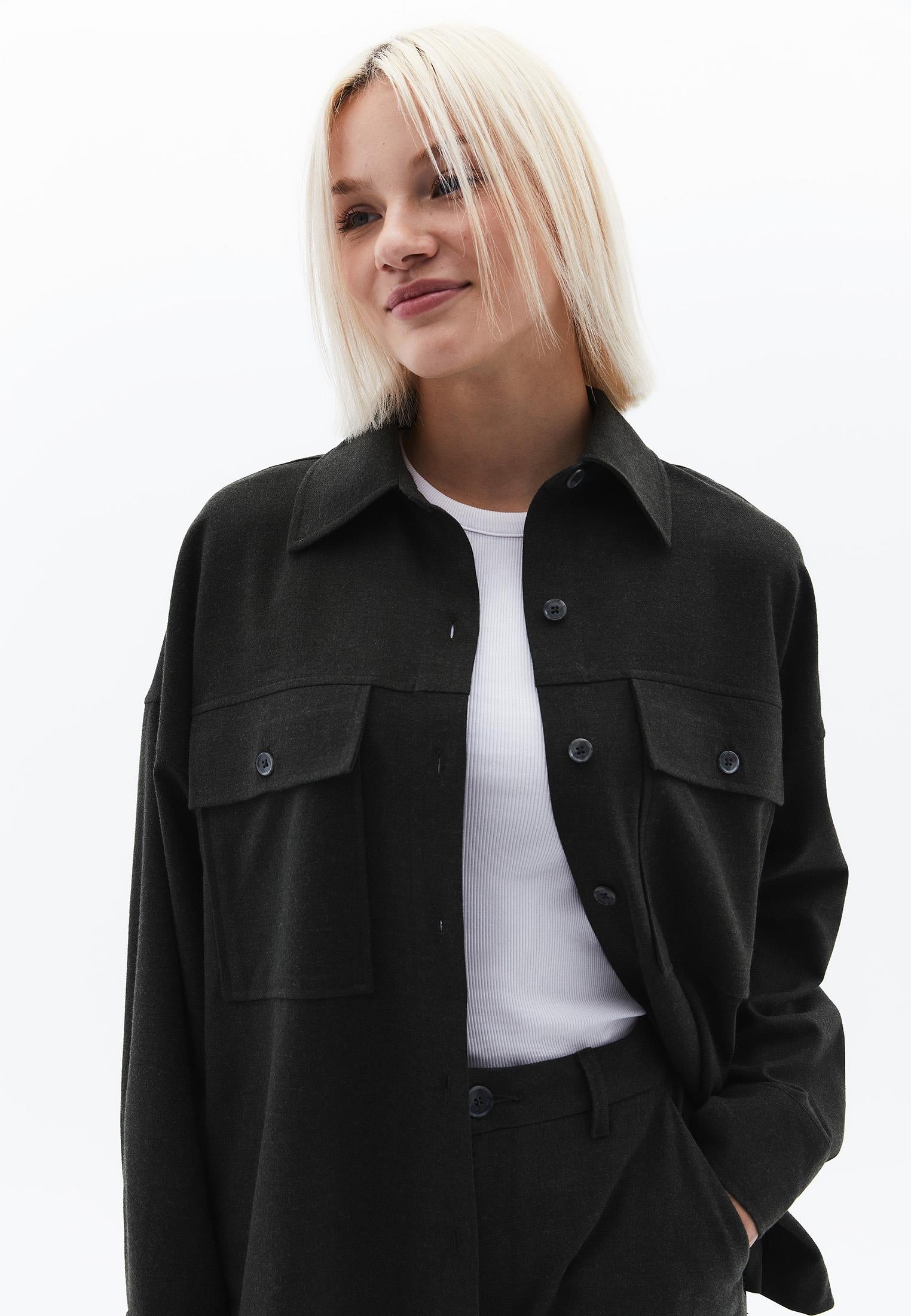 Oversized Shirt With Pocket Detail - PEAT