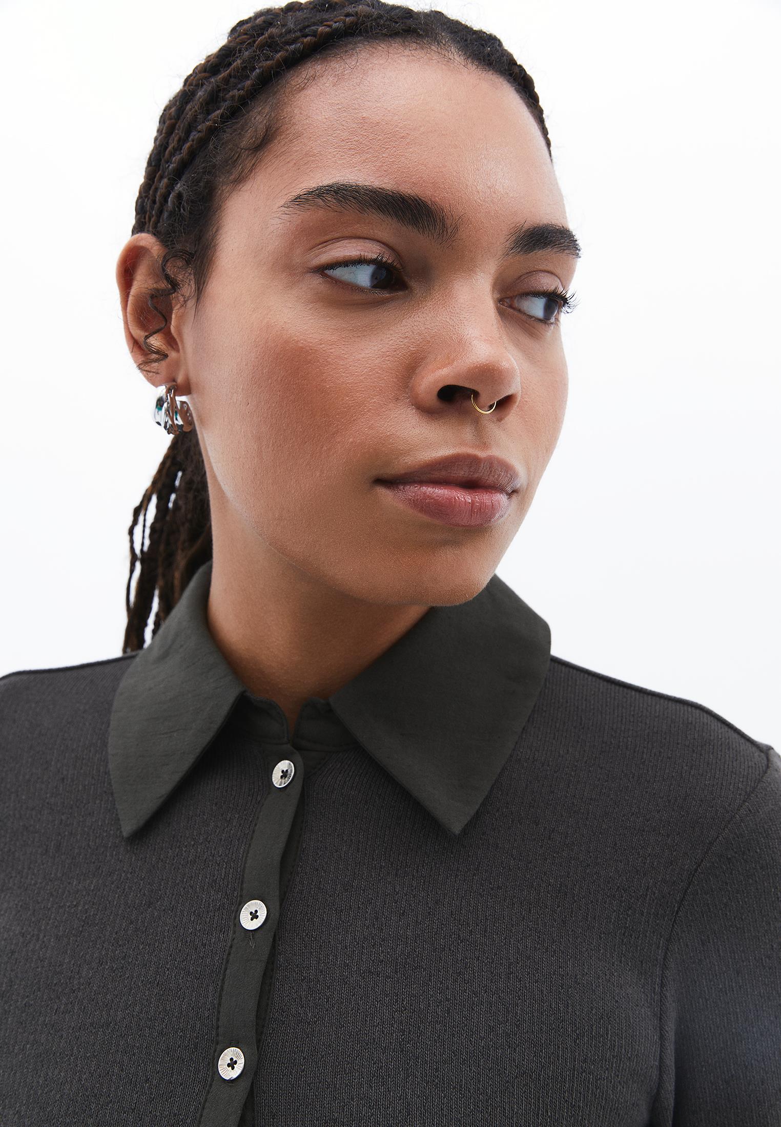 Polo Neck Long Sleeve Short Dress - PEAT