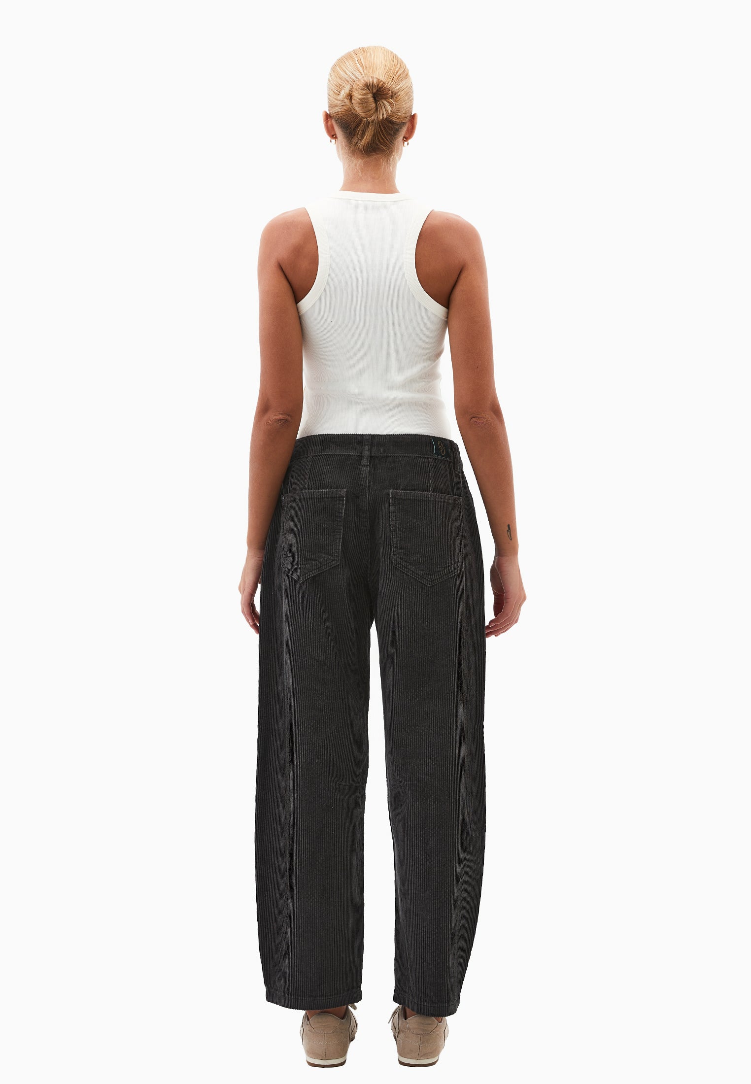 Ribbed Corduroy Barrel Pants - PEAT
