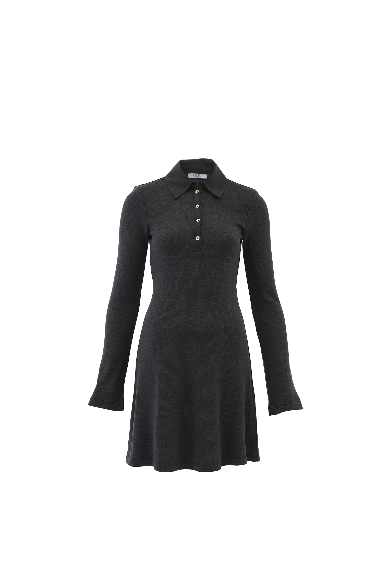 Polo Neck Long Sleeve Short Dress - PEAT