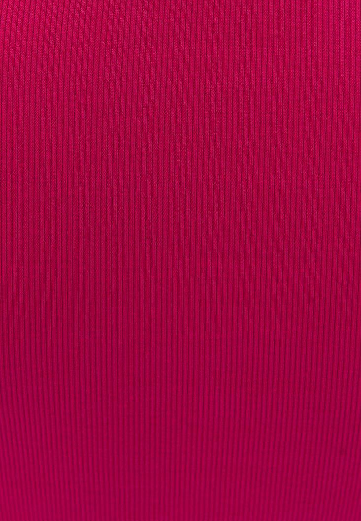 High Neck Long Sleeve Bodycon T-Shirt - PERSIAN RED