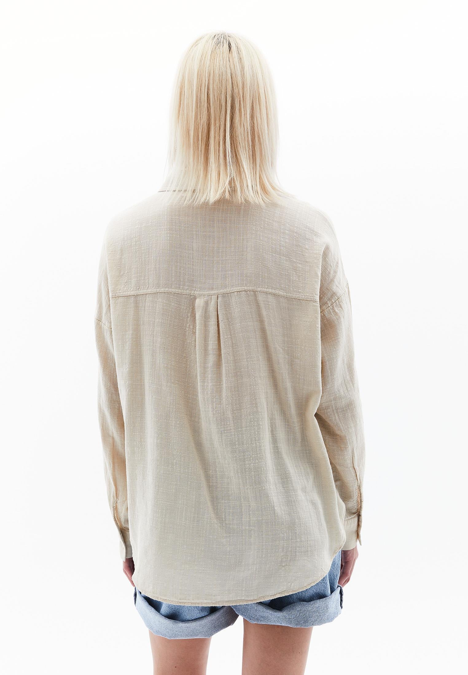 Button Detailed Oversize Long Sleeve Shirt - PEYOTE