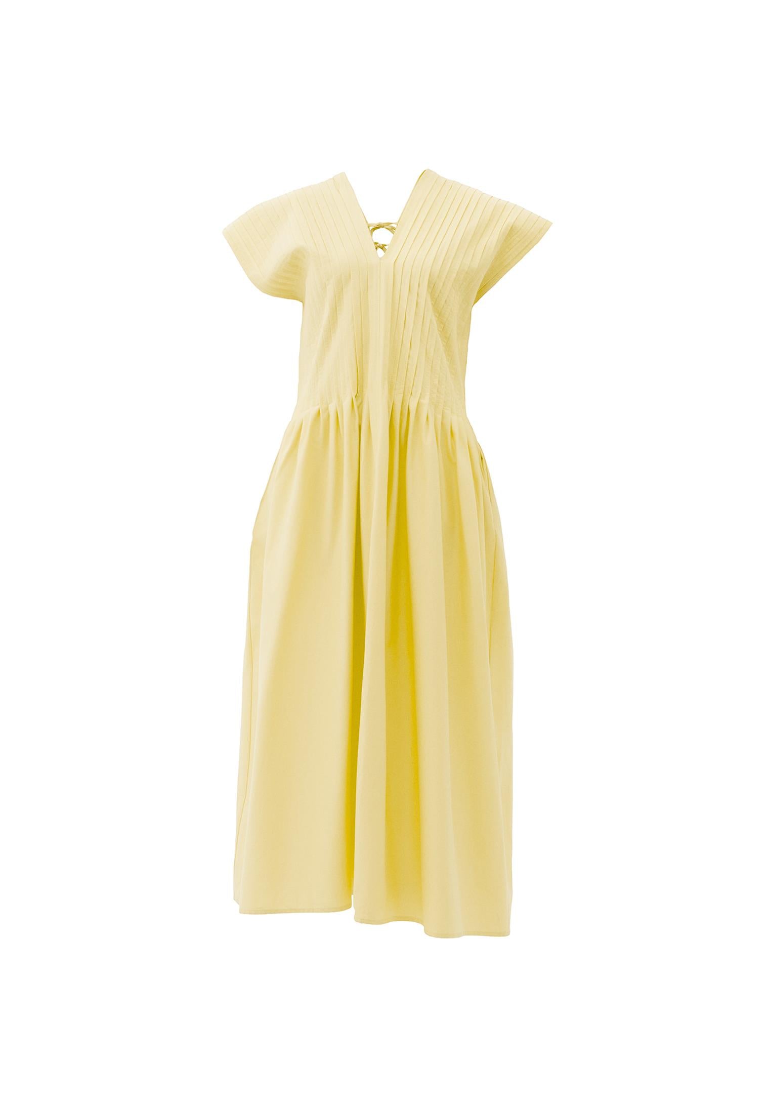 Flared V-Neck Long Dress - PINEAPPLE SLICE
