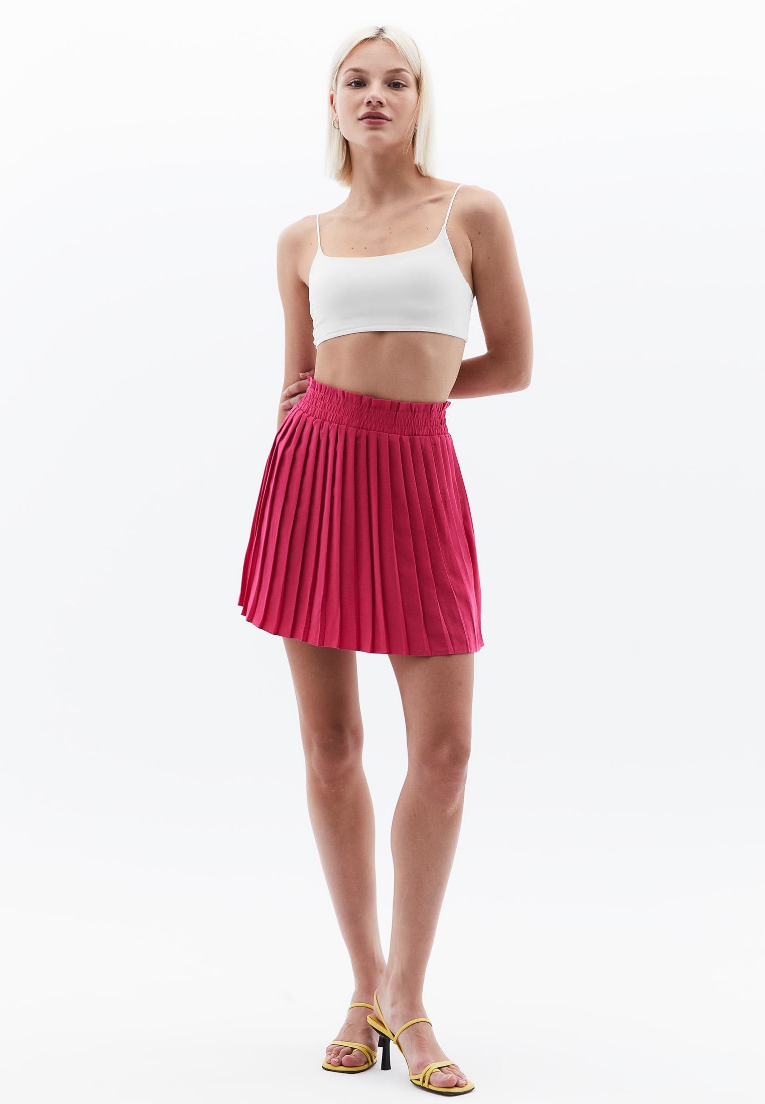 High Waist Short A-Line Skirt - PINK YARROW