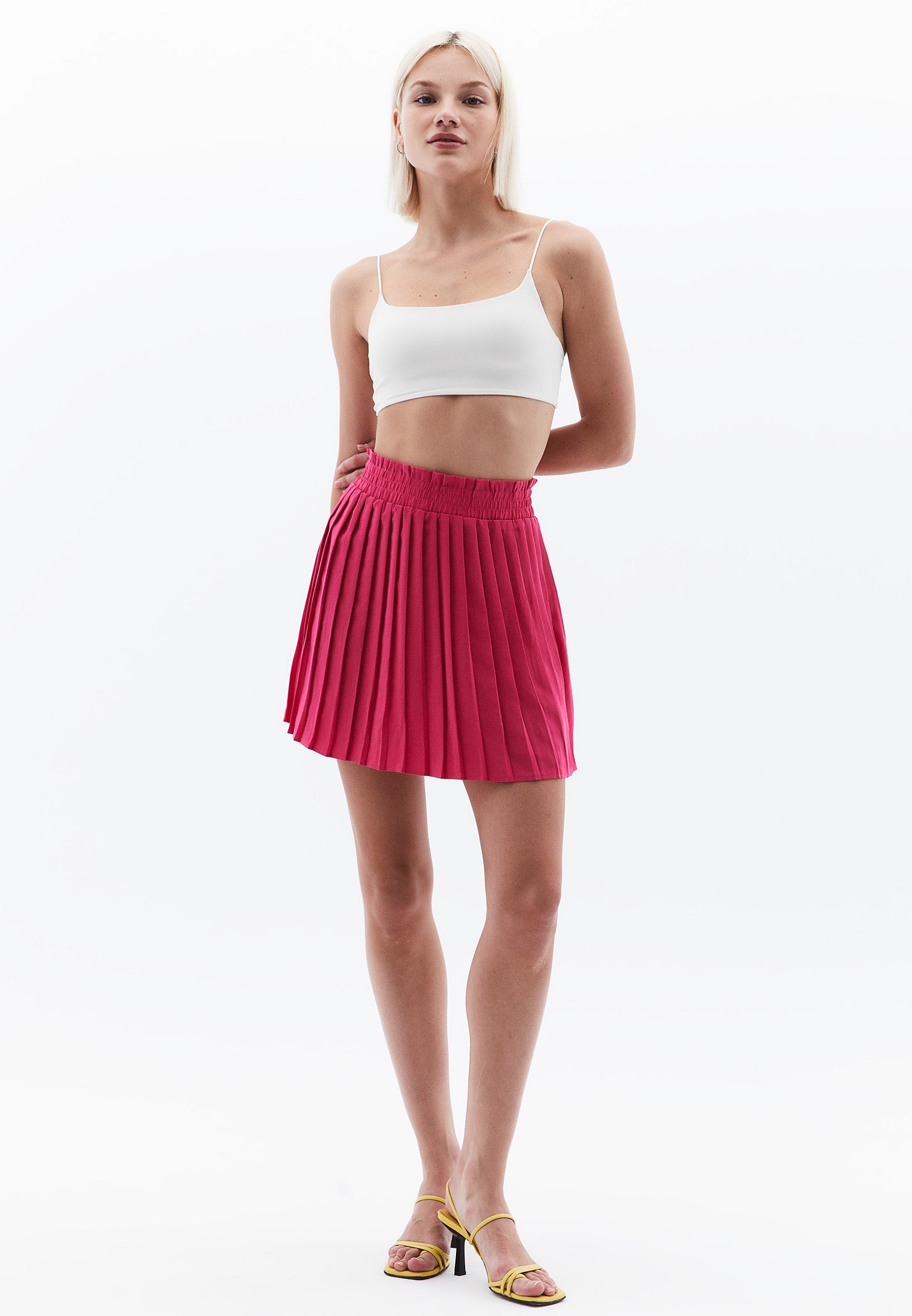 High Waist Short A-Line Skirt - PINK YARROW