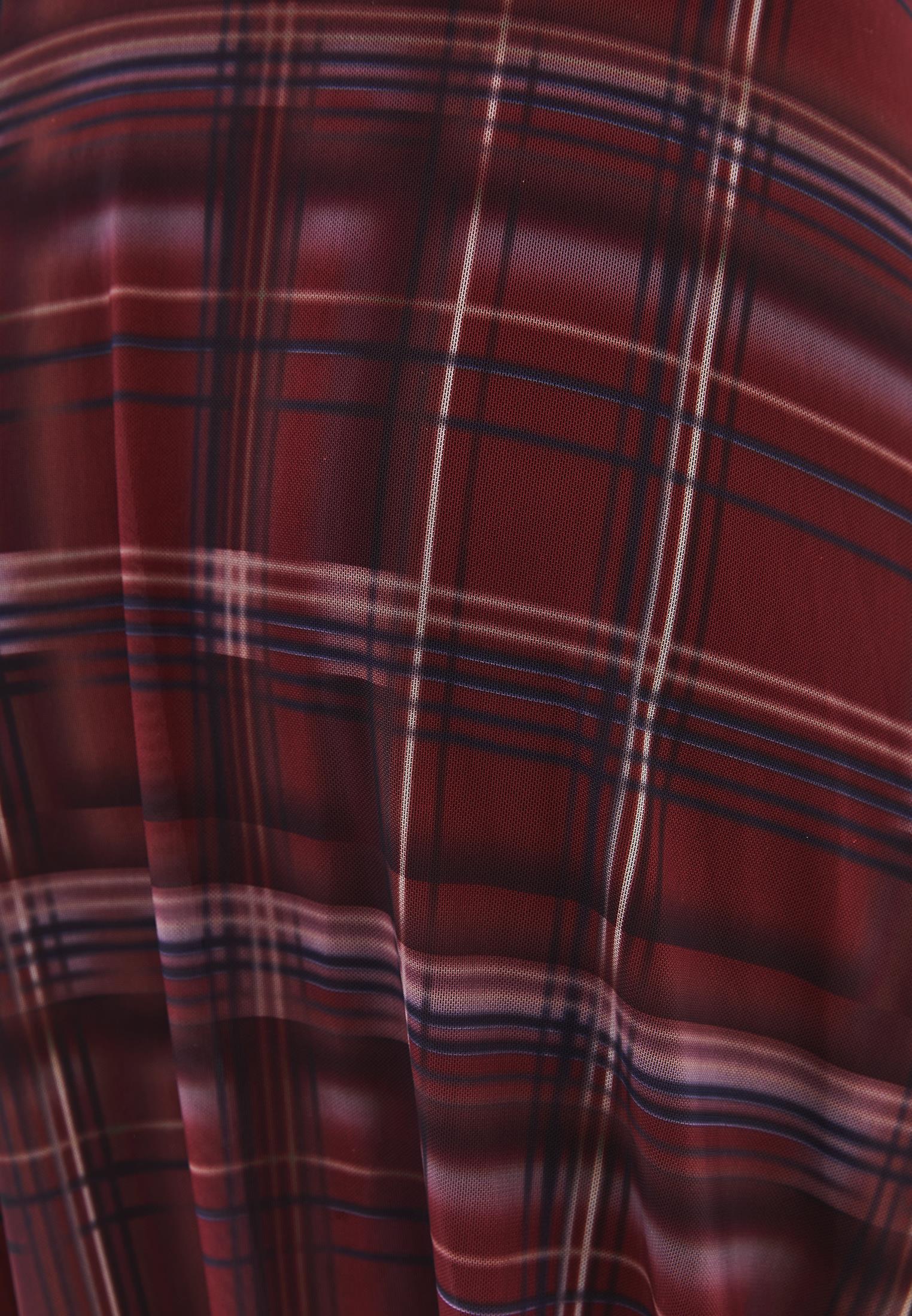 Printed Slit High Waist Flared Skirt - PLAID COMB