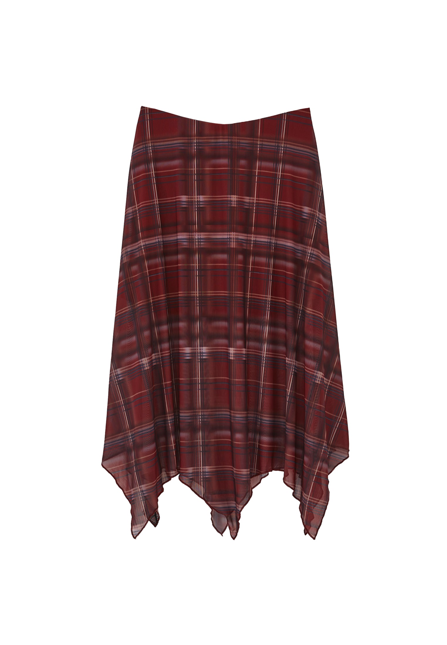 Printed Slit High Waist Flared Skirt - PLAID COMB