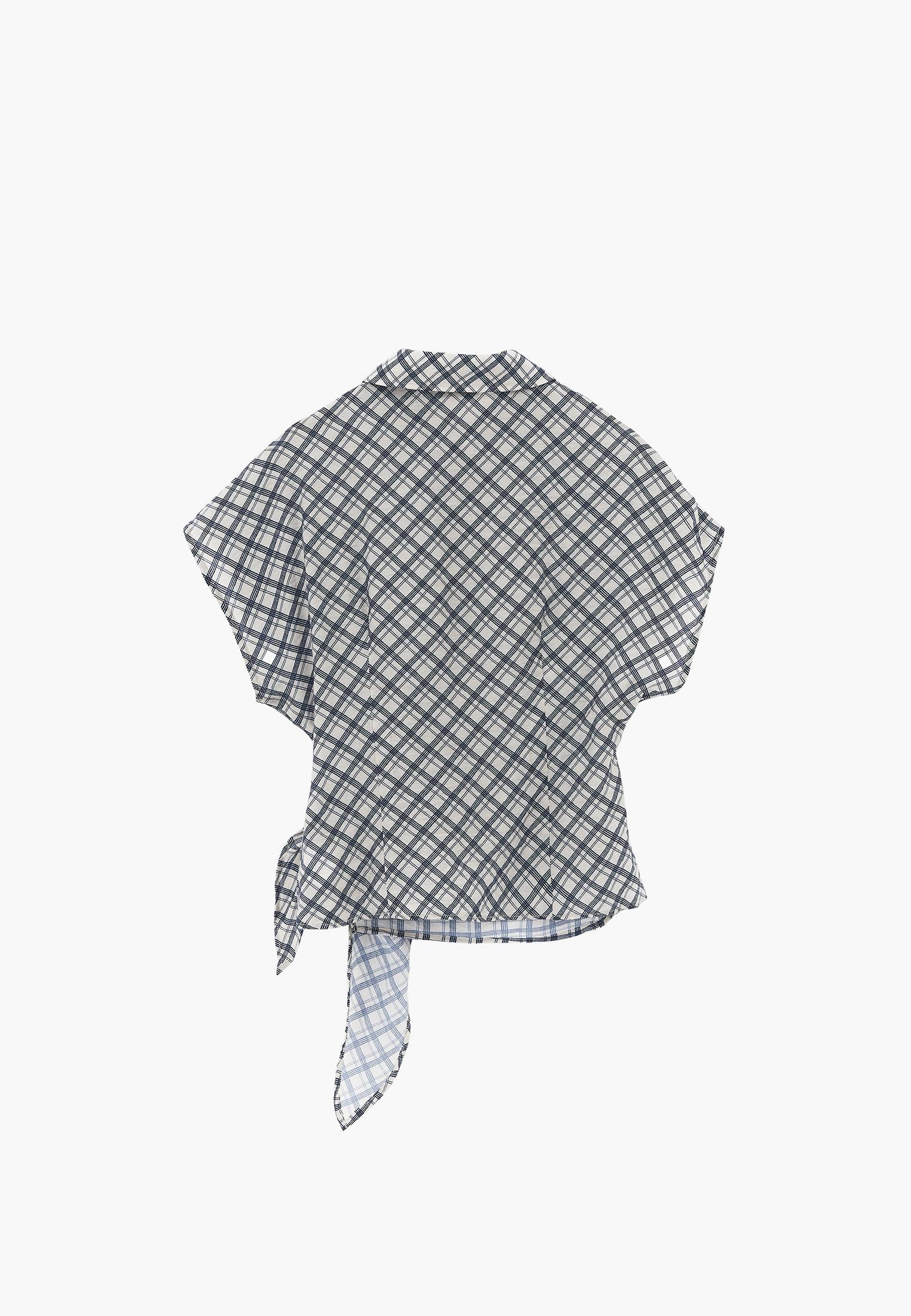 Plaid Shirt Collar Woven Short Sleeve Shirt - PLAID COMB