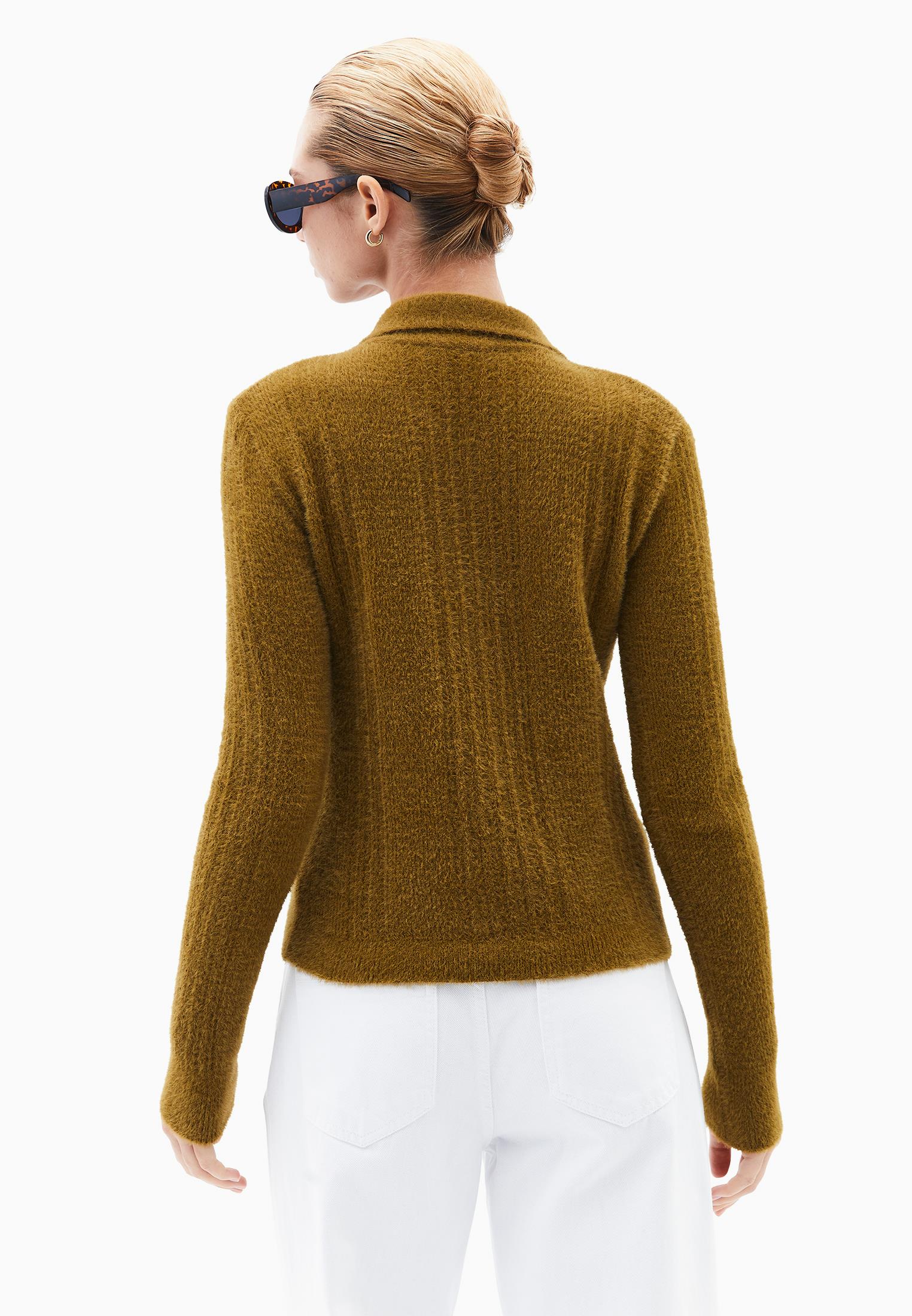 Sweater With Polo Collar And Knit Details - PLANTATION