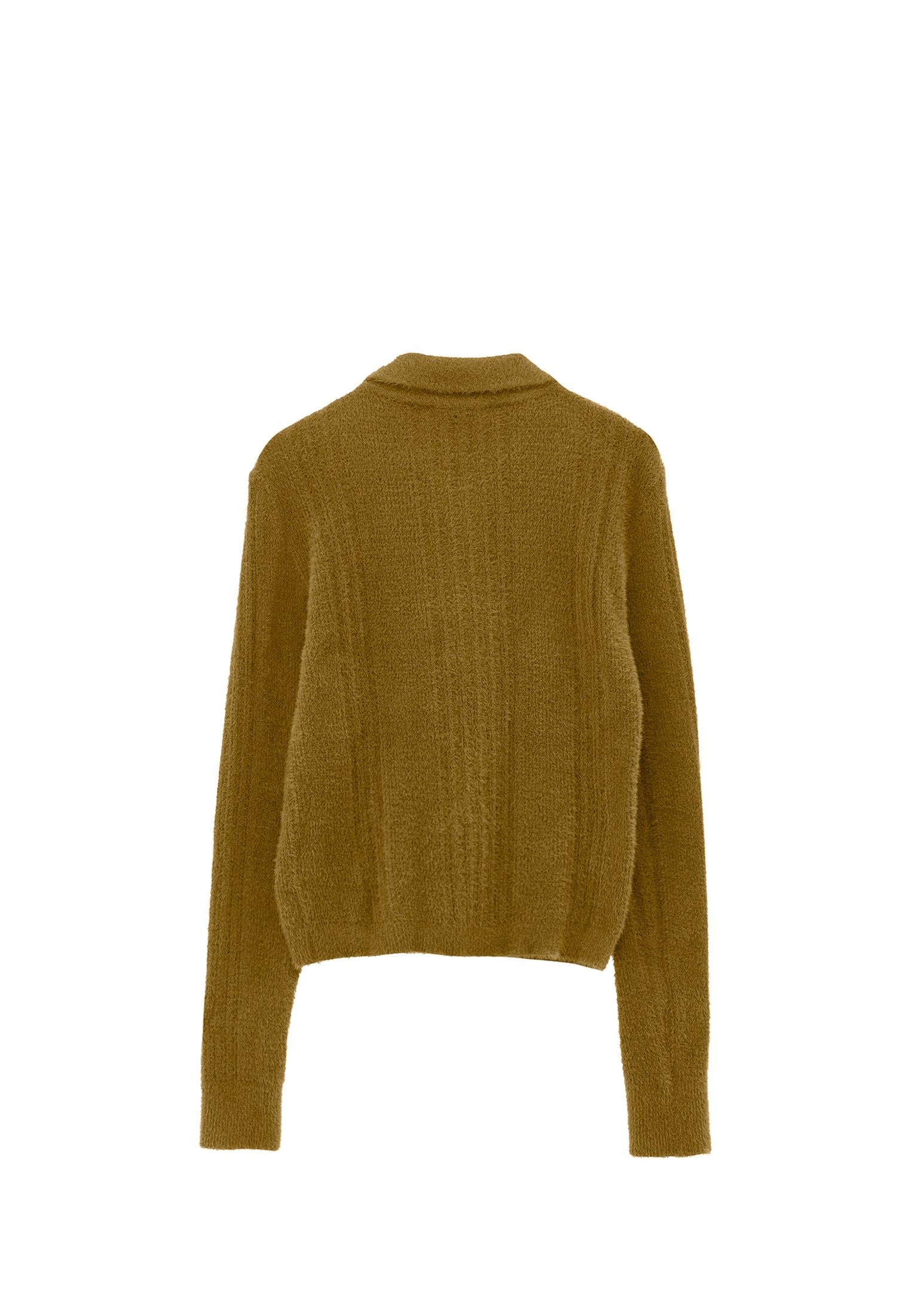 Sweater With Polo Collar And Knit Details - PLANTATION
