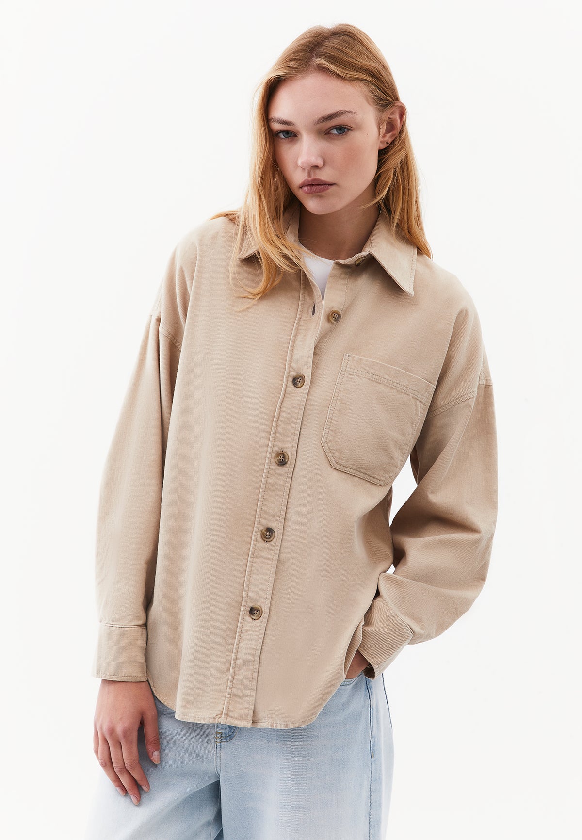 Oversize Buttoned Long Sleeve Shirt - PLAZA TAUPE