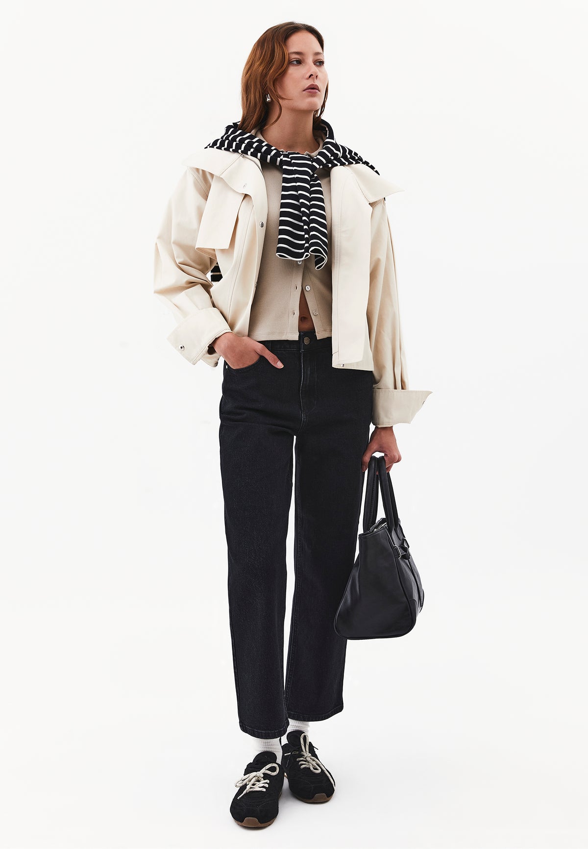 Button Detailed Polo Neck Long Sleeve T-Shirt - PLAZA TAUPE