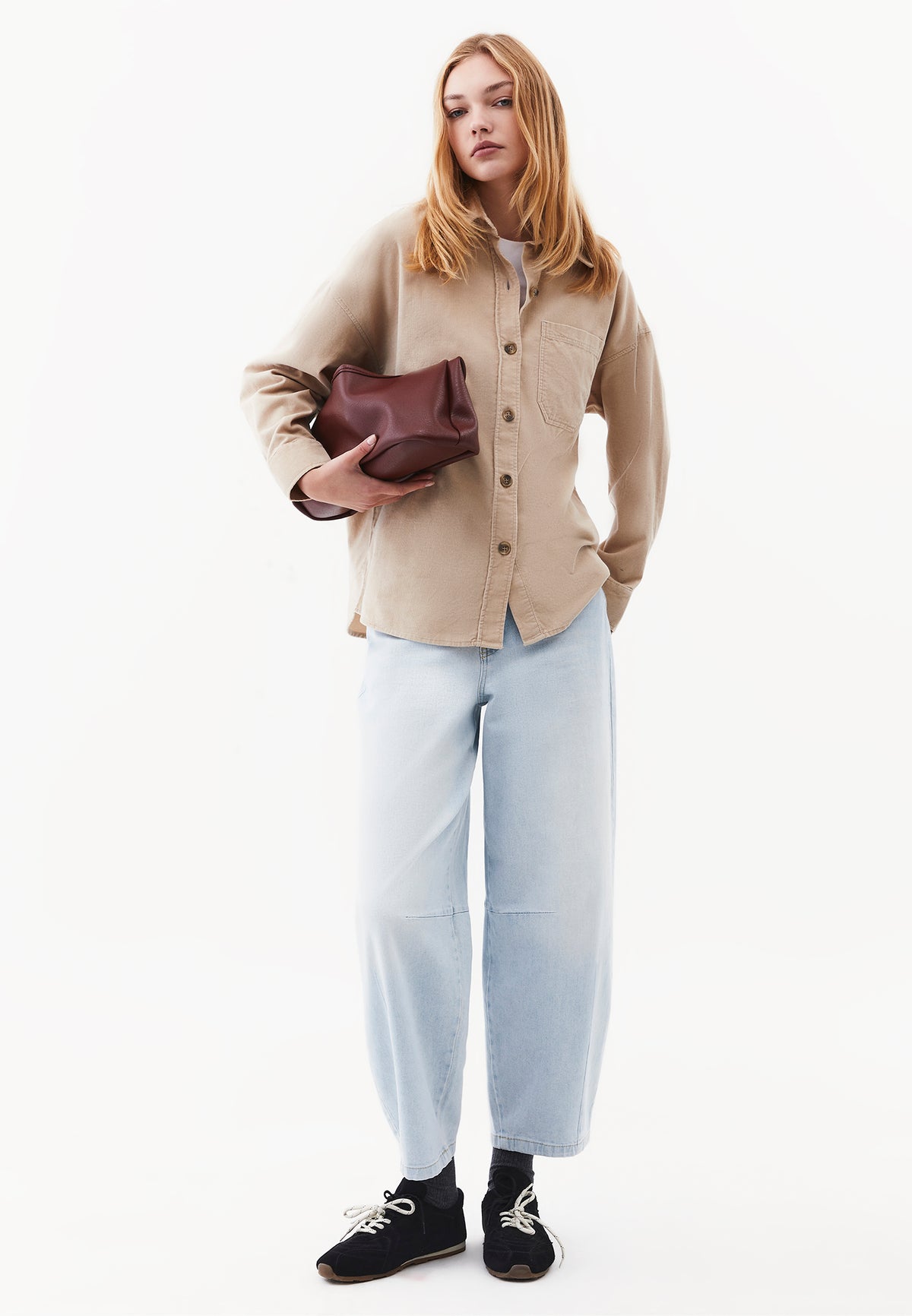 Oversize Buttoned Long Sleeve Shirt - PLAZA TAUPE