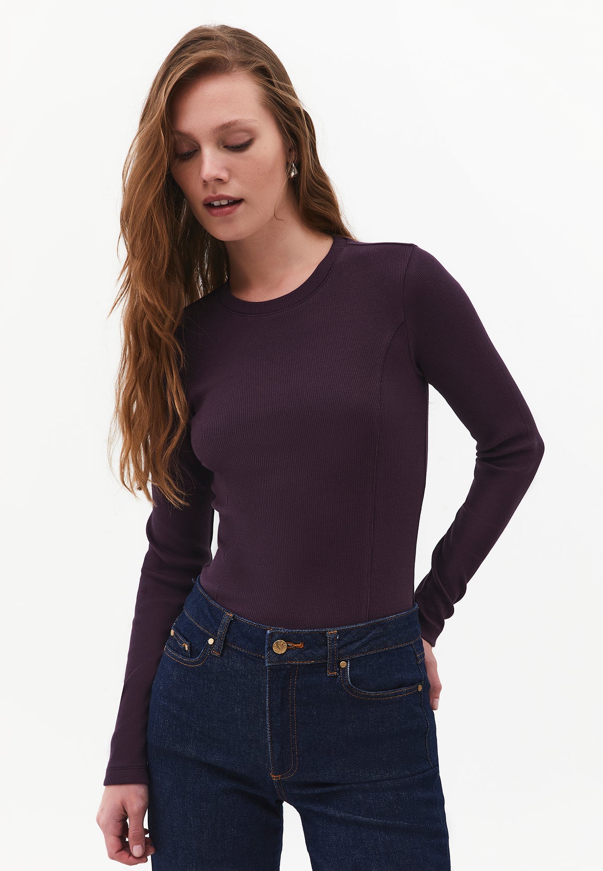 Crew Neck Long Sleeve T-Shirt - PLUM PERFECT