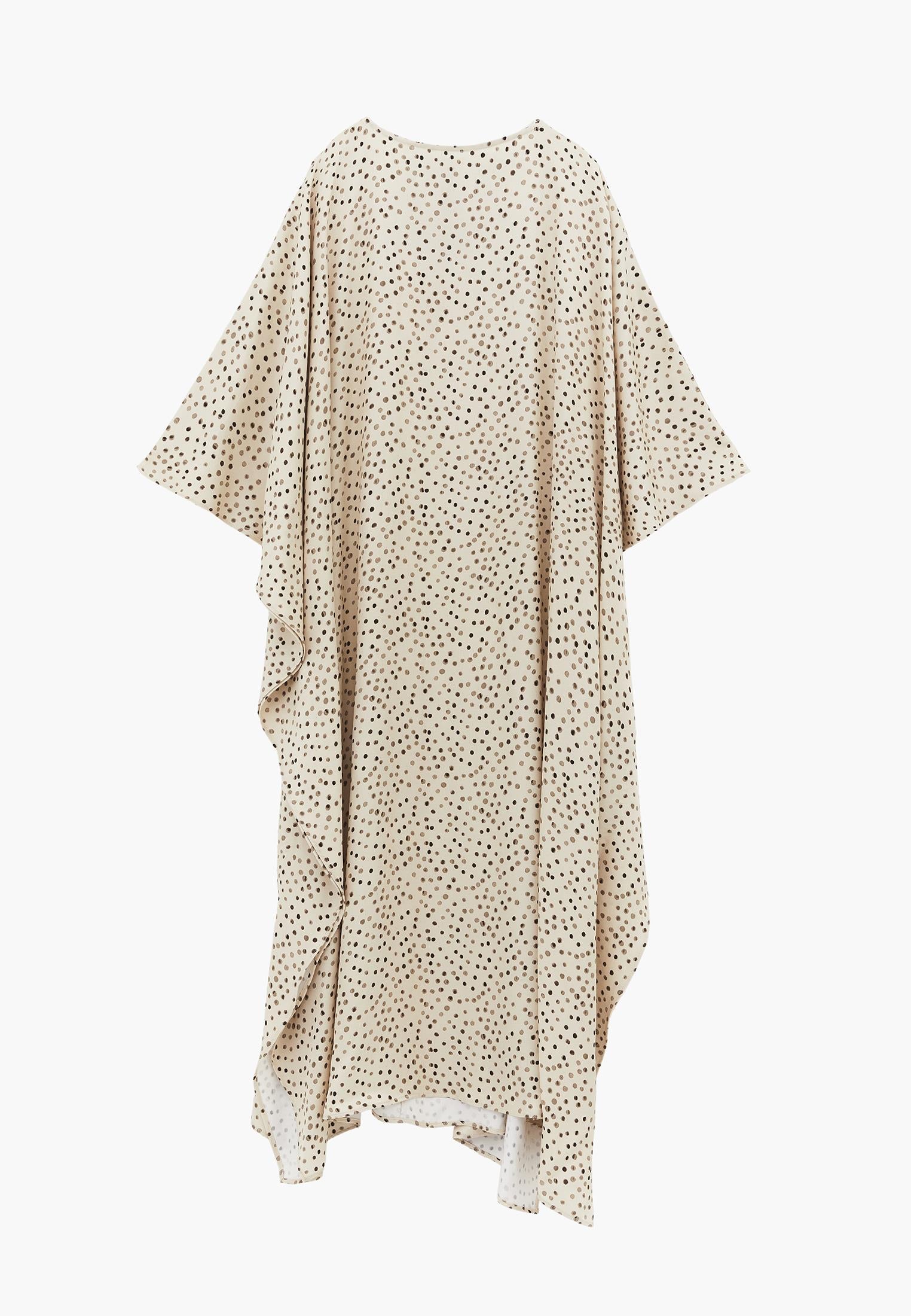 Long Boat Neck Loose Dress - POLKA DOT COMB