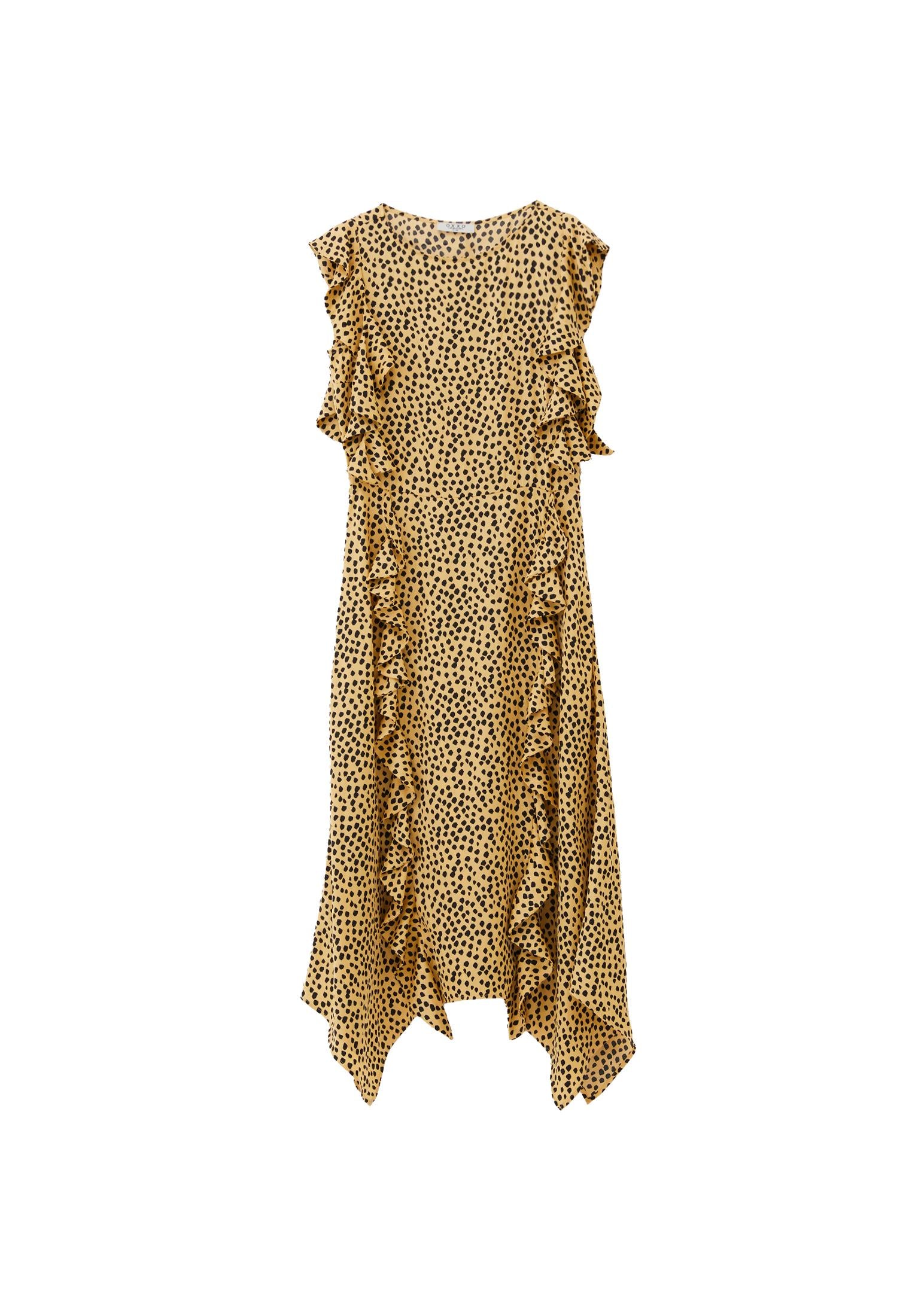 Ruffle Detailed Maxi Dress - POLKA DOT COMB