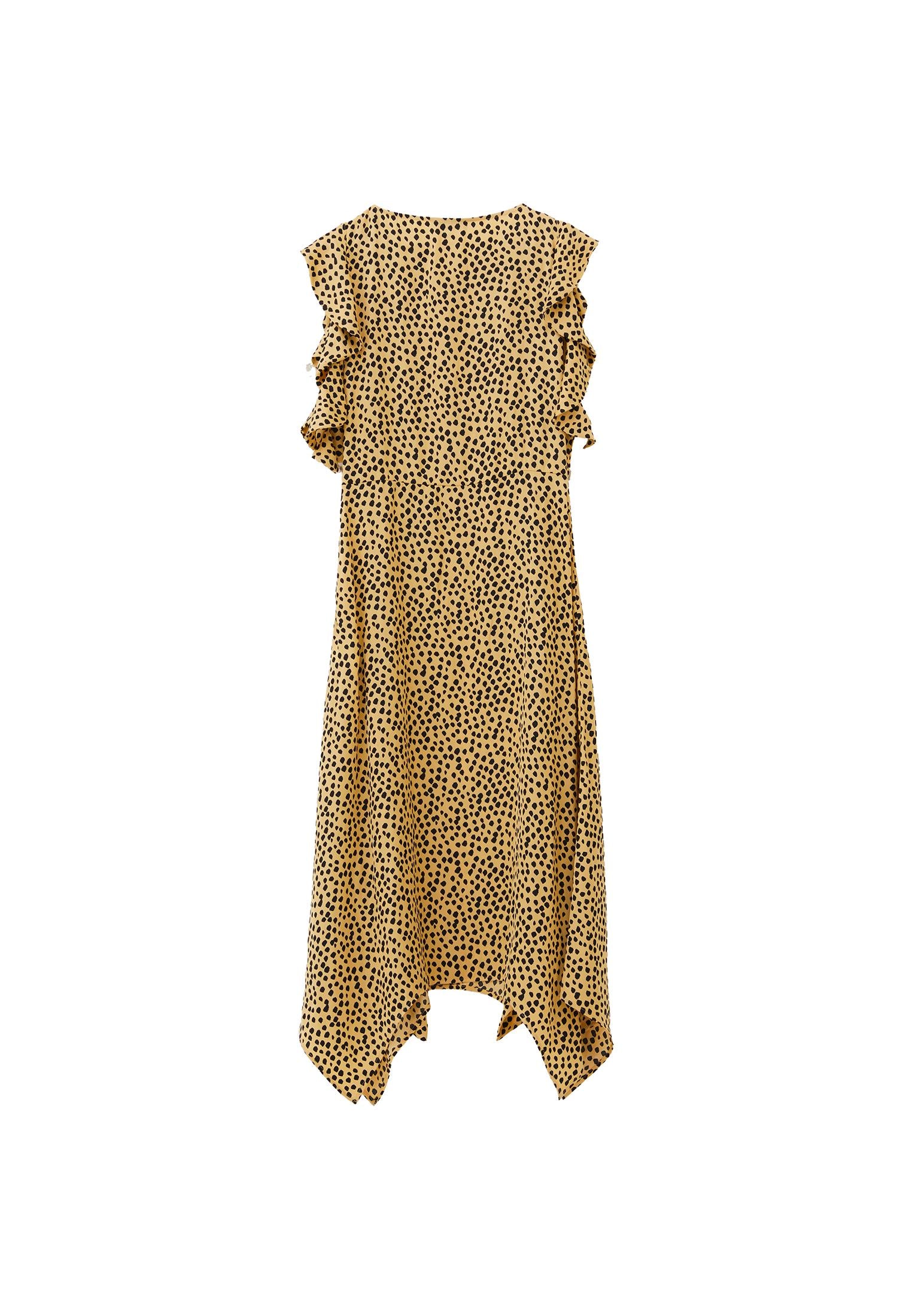 Ruffle Detailed Maxi Dress - POLKA DOT COMB