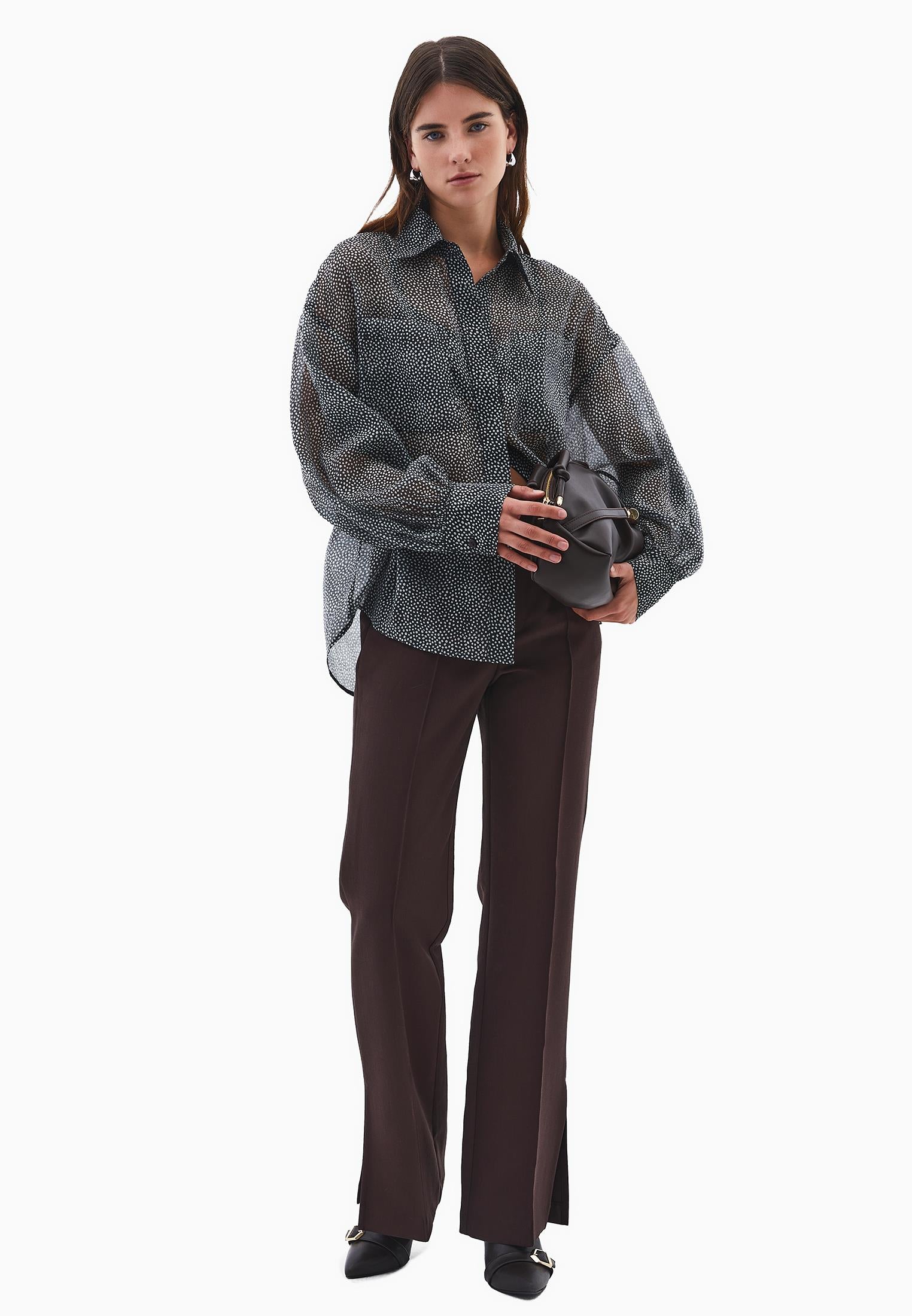 Loose Shirt With Button Details - POLKA DOT