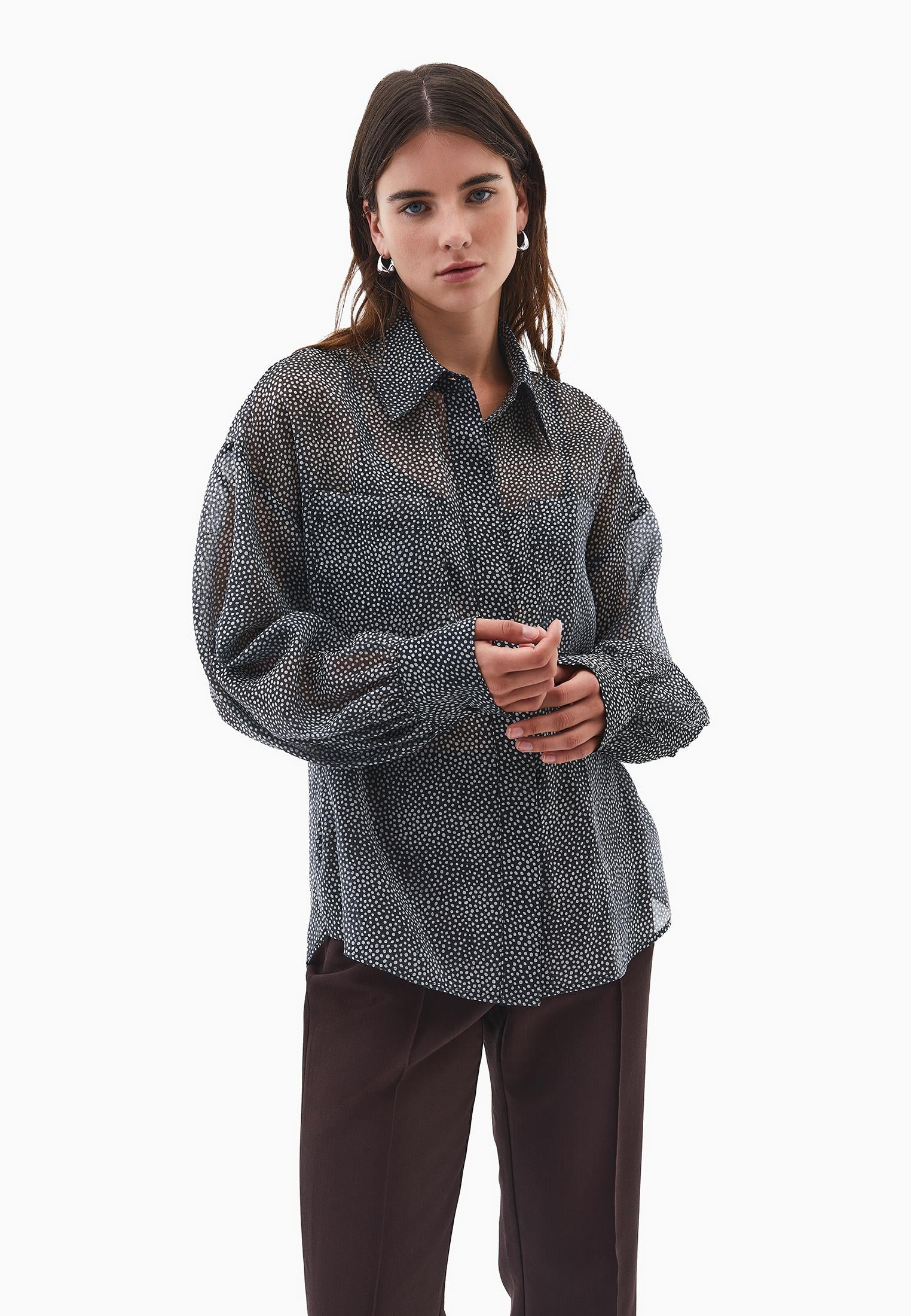 Loose Shirt With Button Details - POLKA DOT