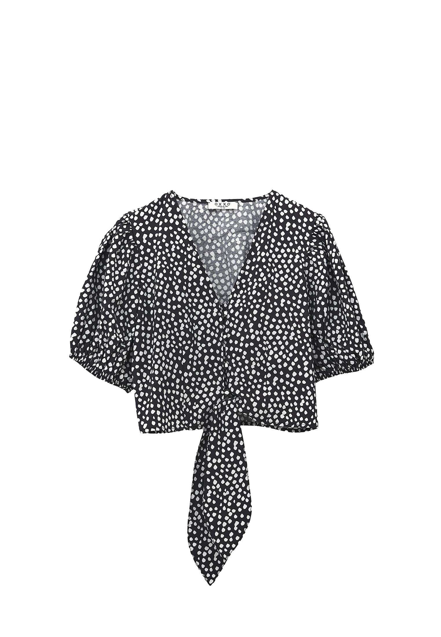 Printed Tie Blouse - POLKA DOT