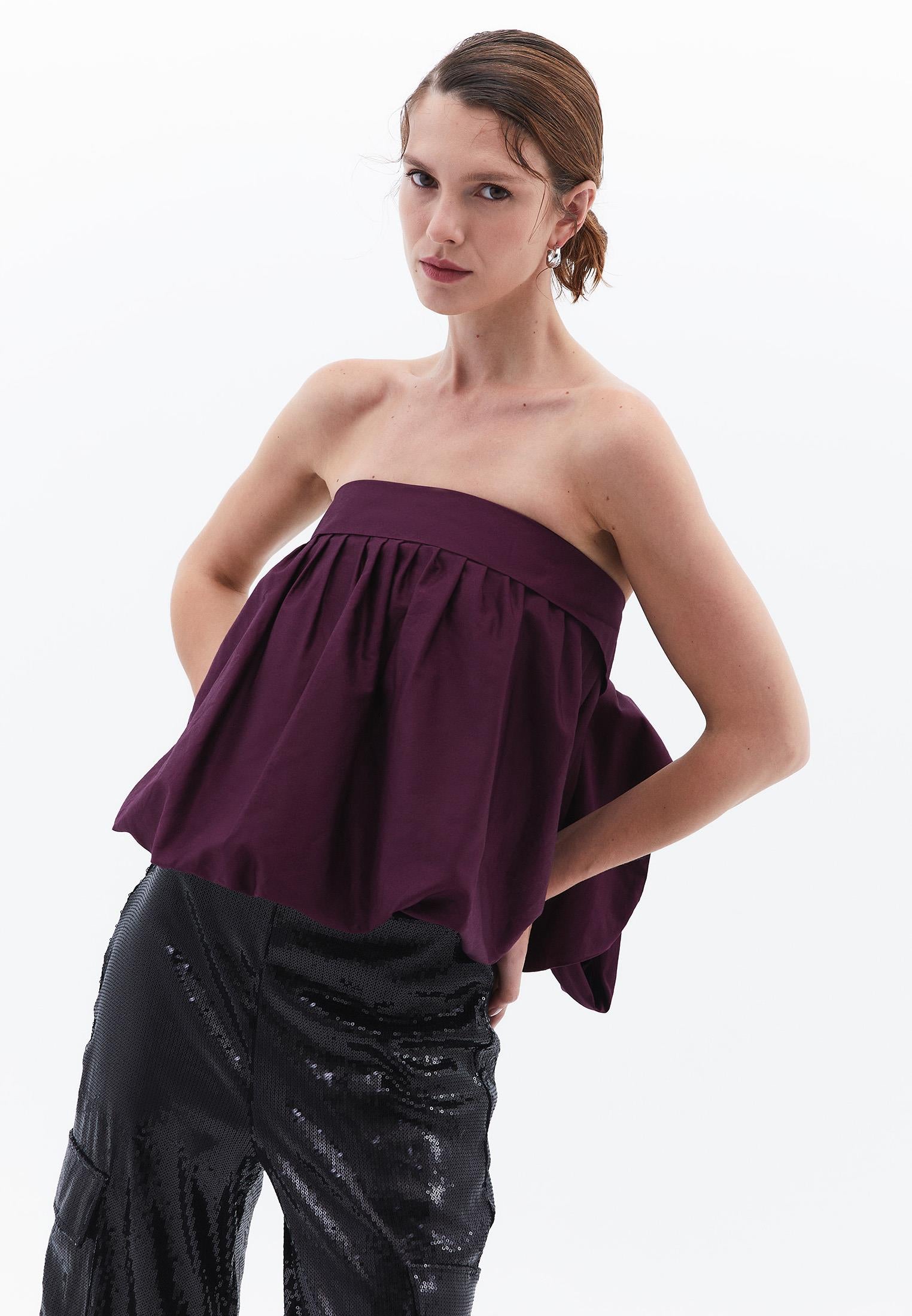 Strapless Blouse - POTENT PURPLE