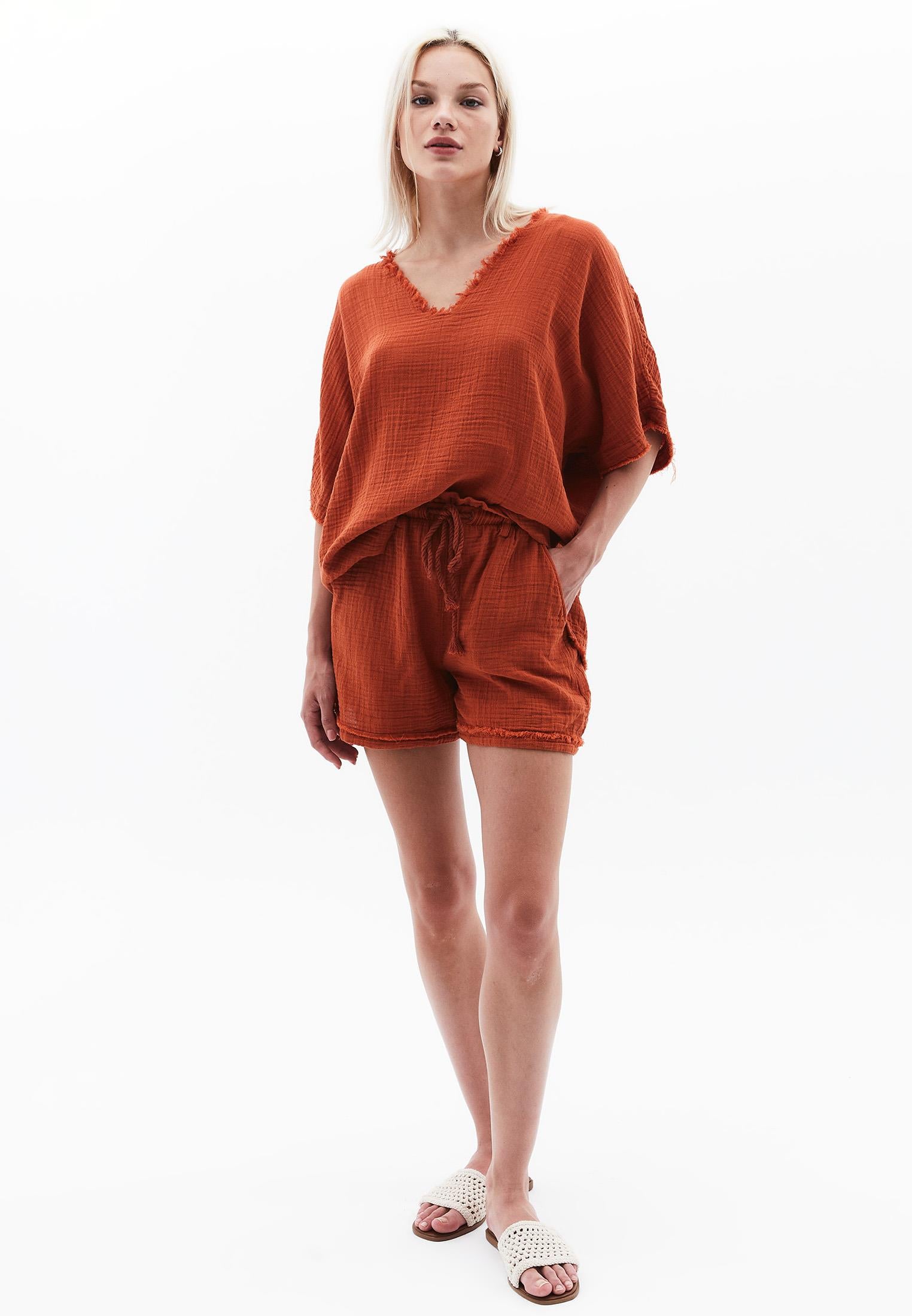 Elastic High Waist Shorts - POTTERS CLAY