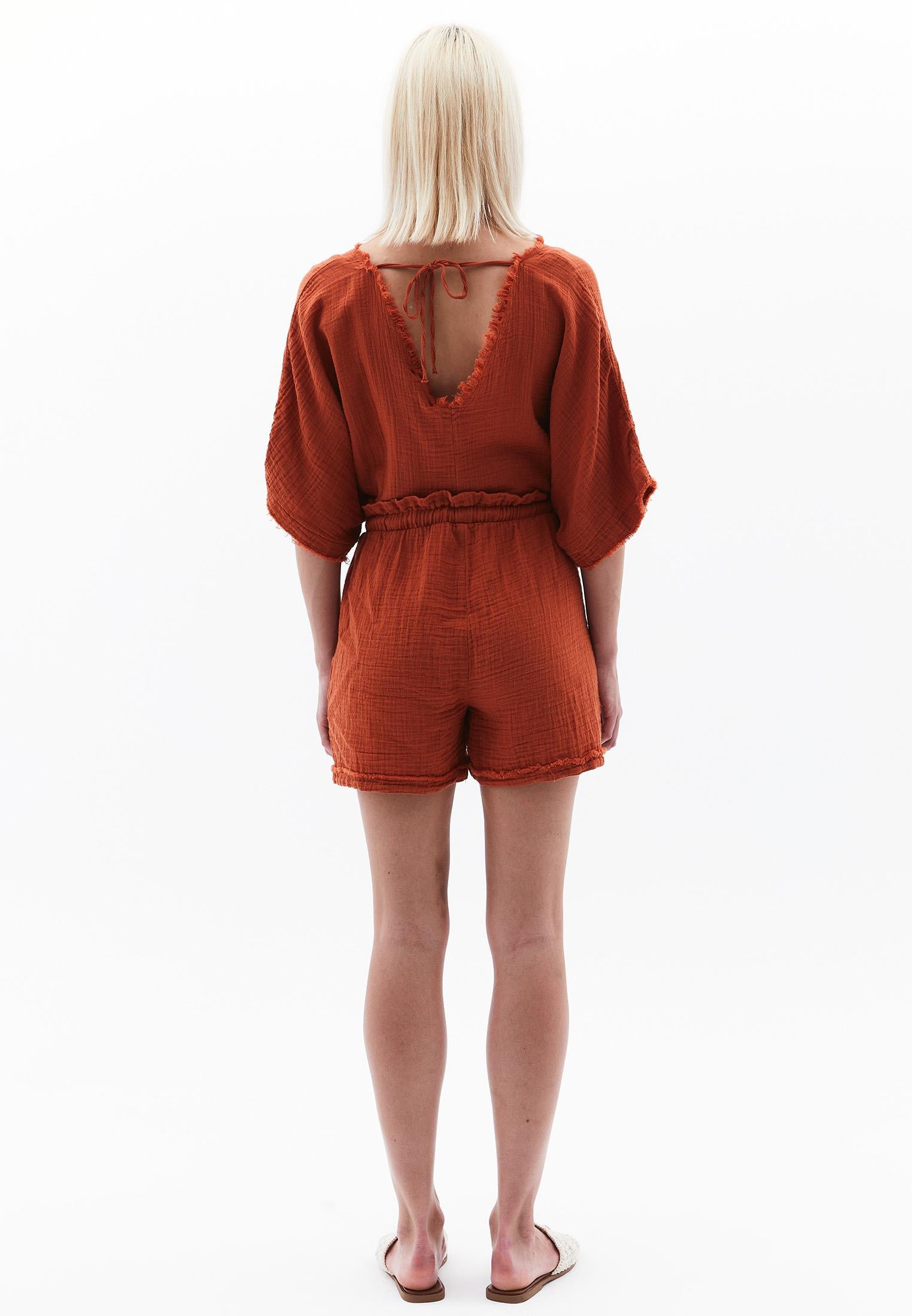 Elastic High Waist Shorts - POTTERS CLAY