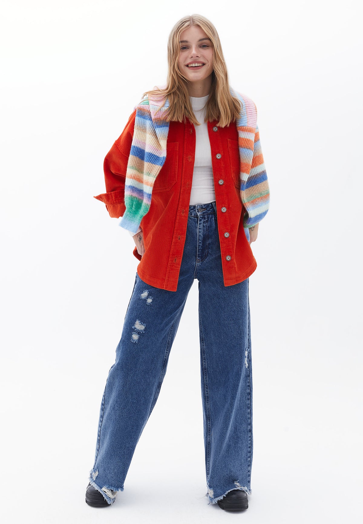 Oversize Shirt With Pocket Detail - PUREED PUMPKIN