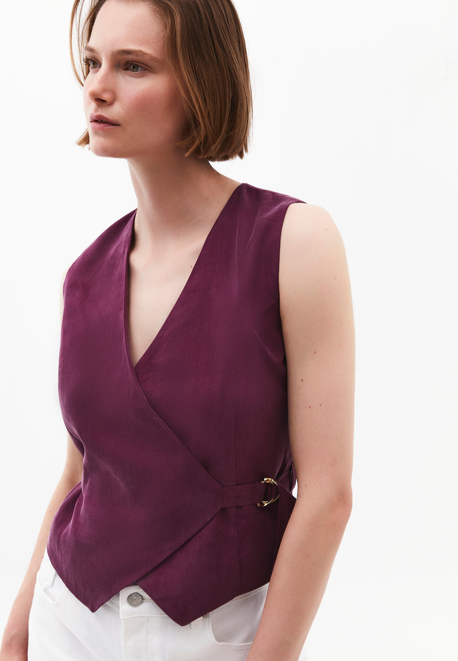 Belted Wrap Vest - PURPLE POTION