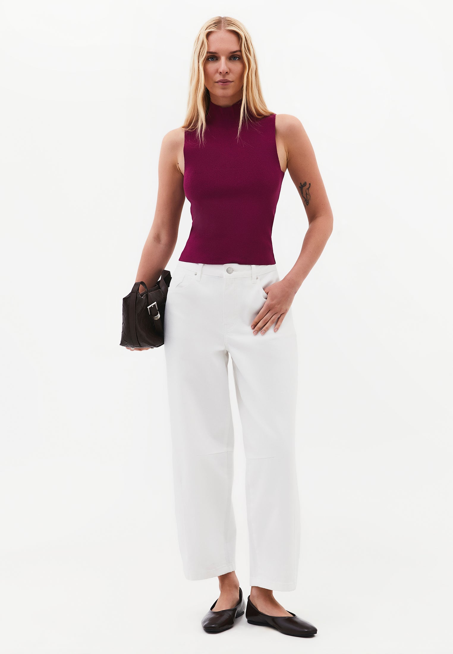 High Neck Slim Tank Top - PURPLE POTION