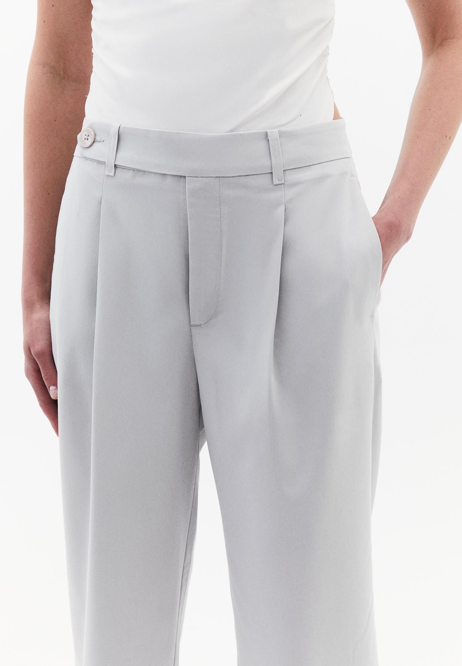 Pleated Straight Leg Pants - QUIET GRAY