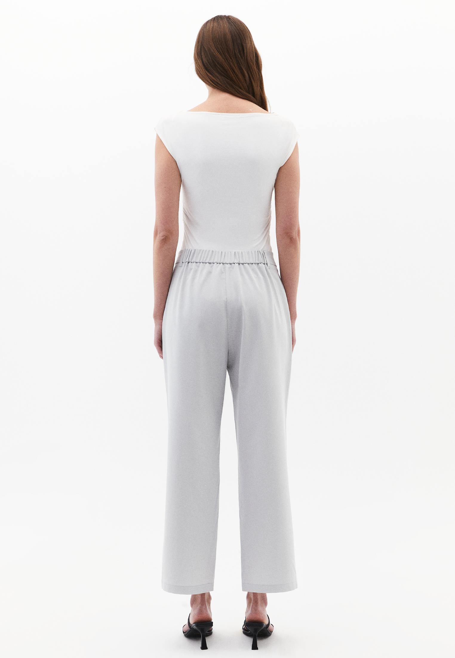 Pleated Straight Leg Pants - QUIET GRAY