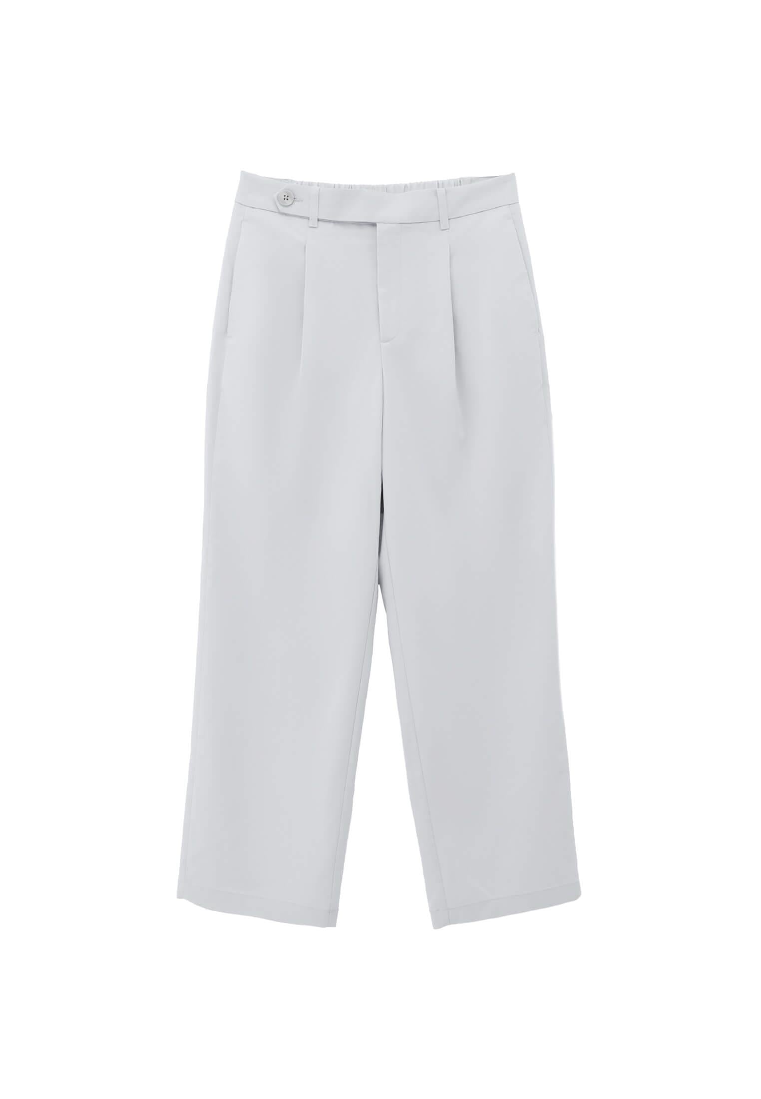Pleated Straight Leg Pants - QUIET GRAY