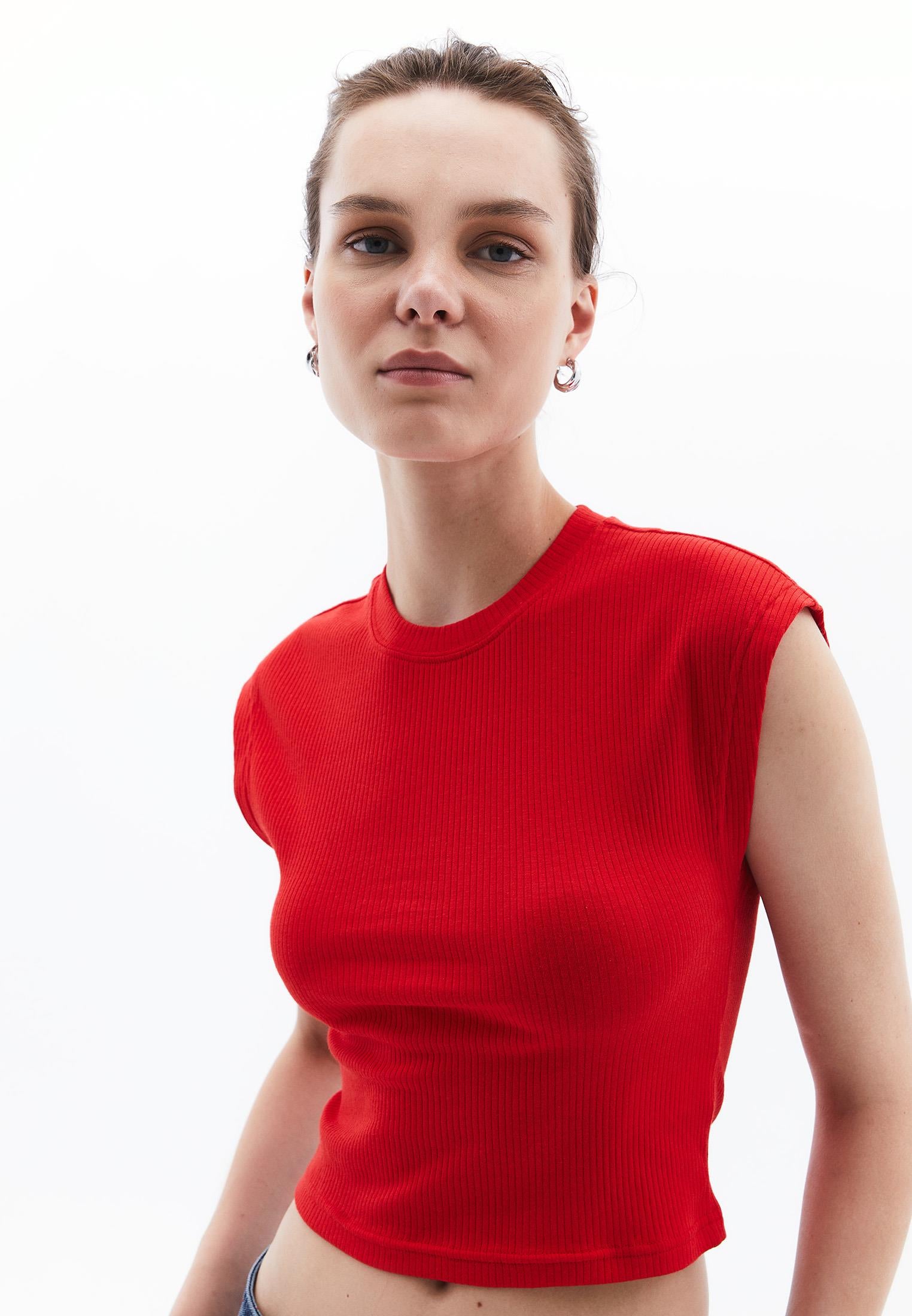 Crew Neck Short Sleeve T-Shirt - RACING RED