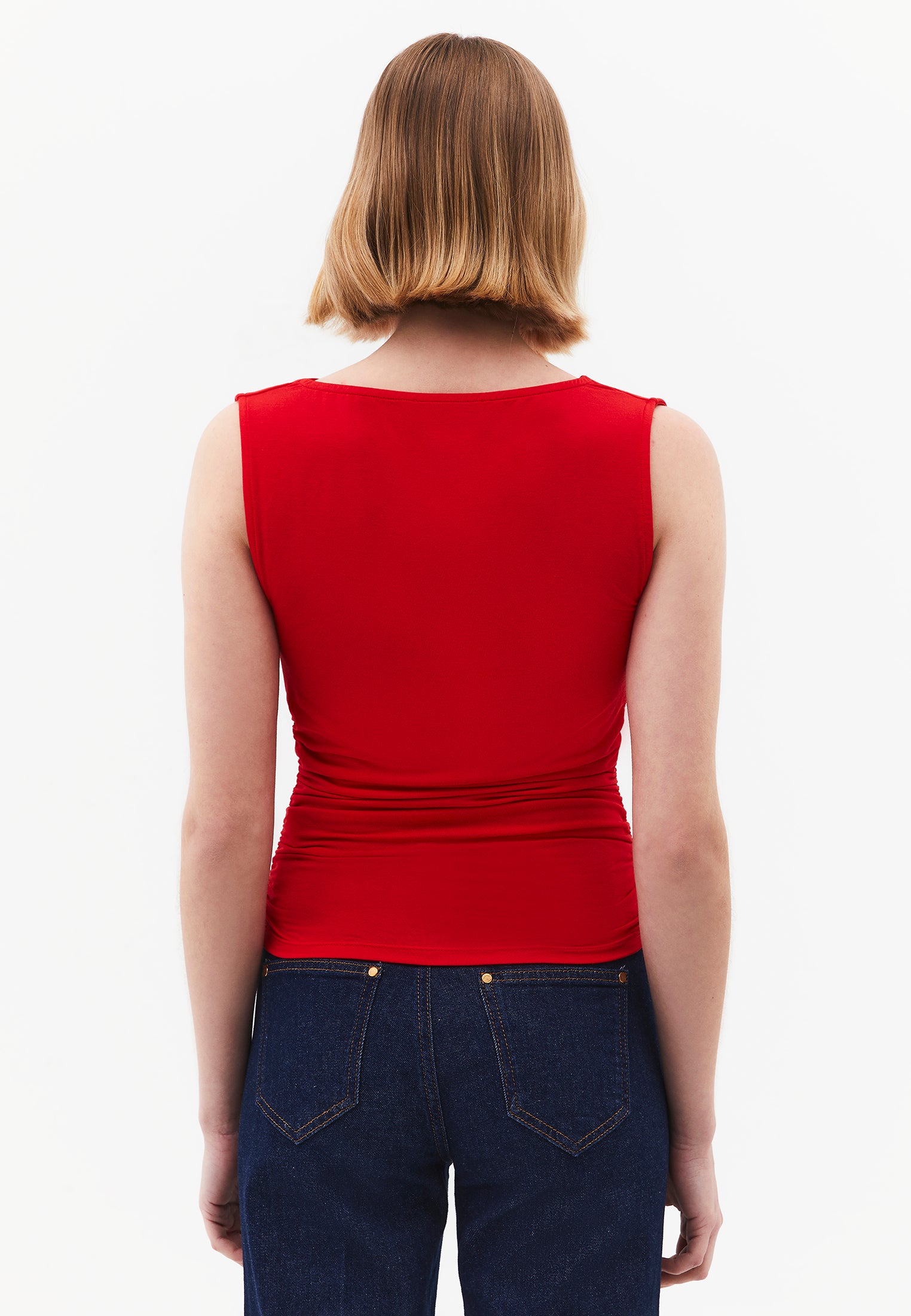 Cowl Neck Bodycon Tank Top - RACING RED