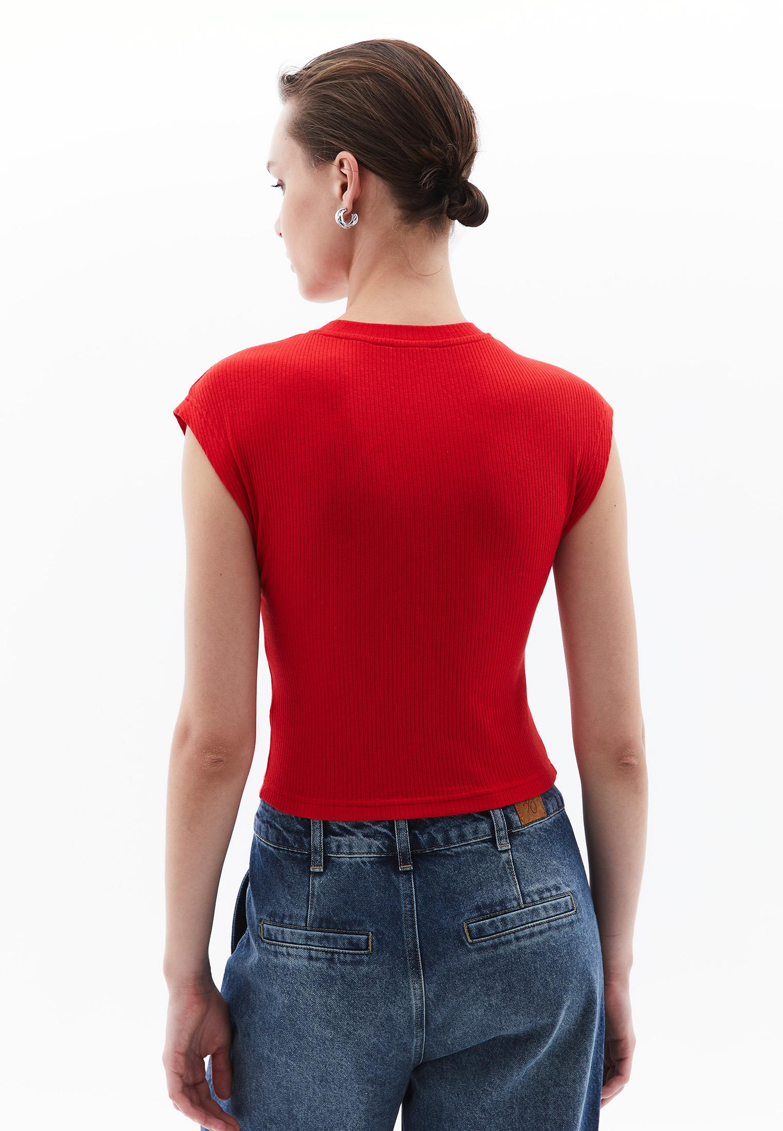 Crew Neck Short Sleeve T-Shirt - RACING RED