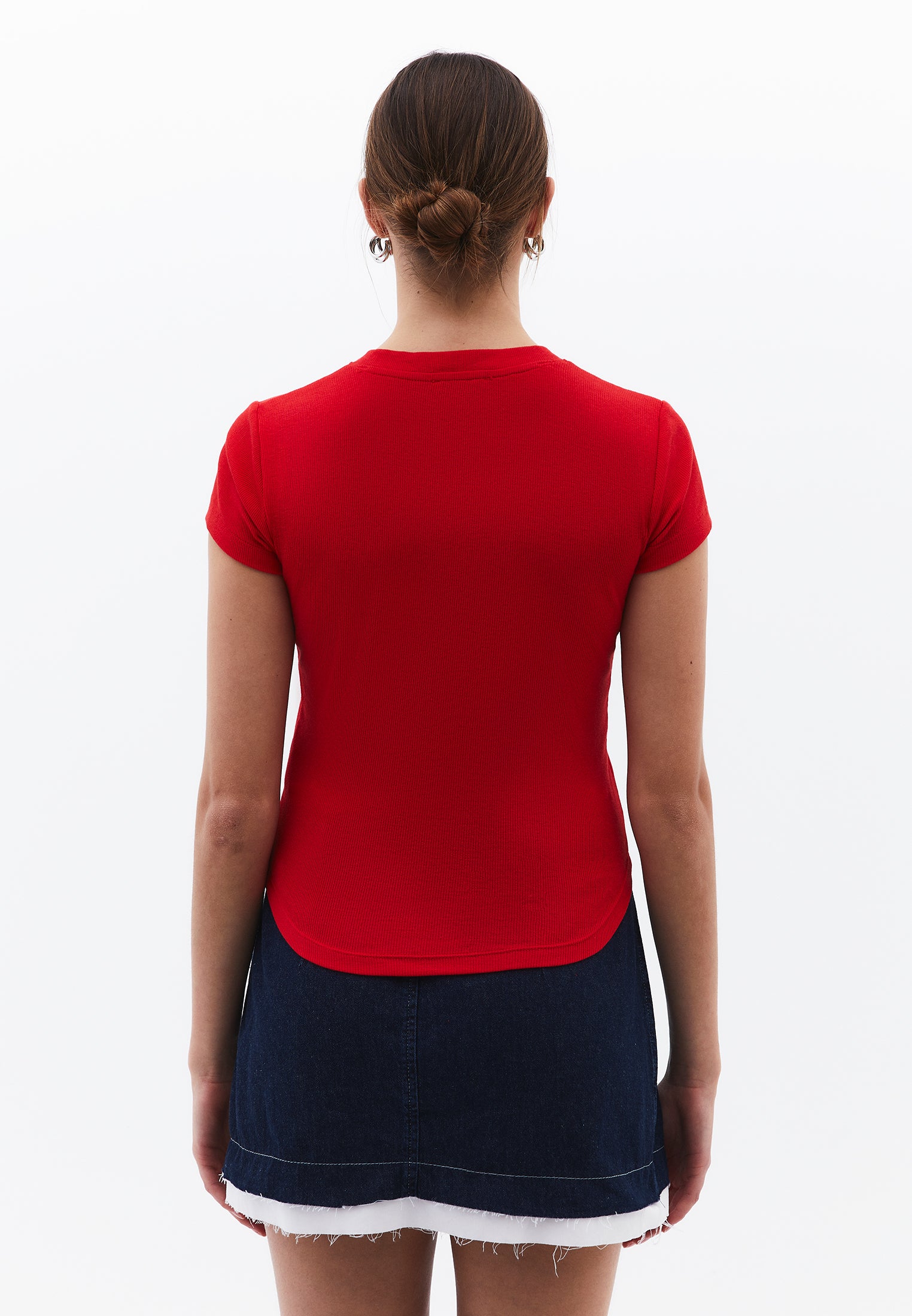 Button Detailed T-Shirt - RACING RED