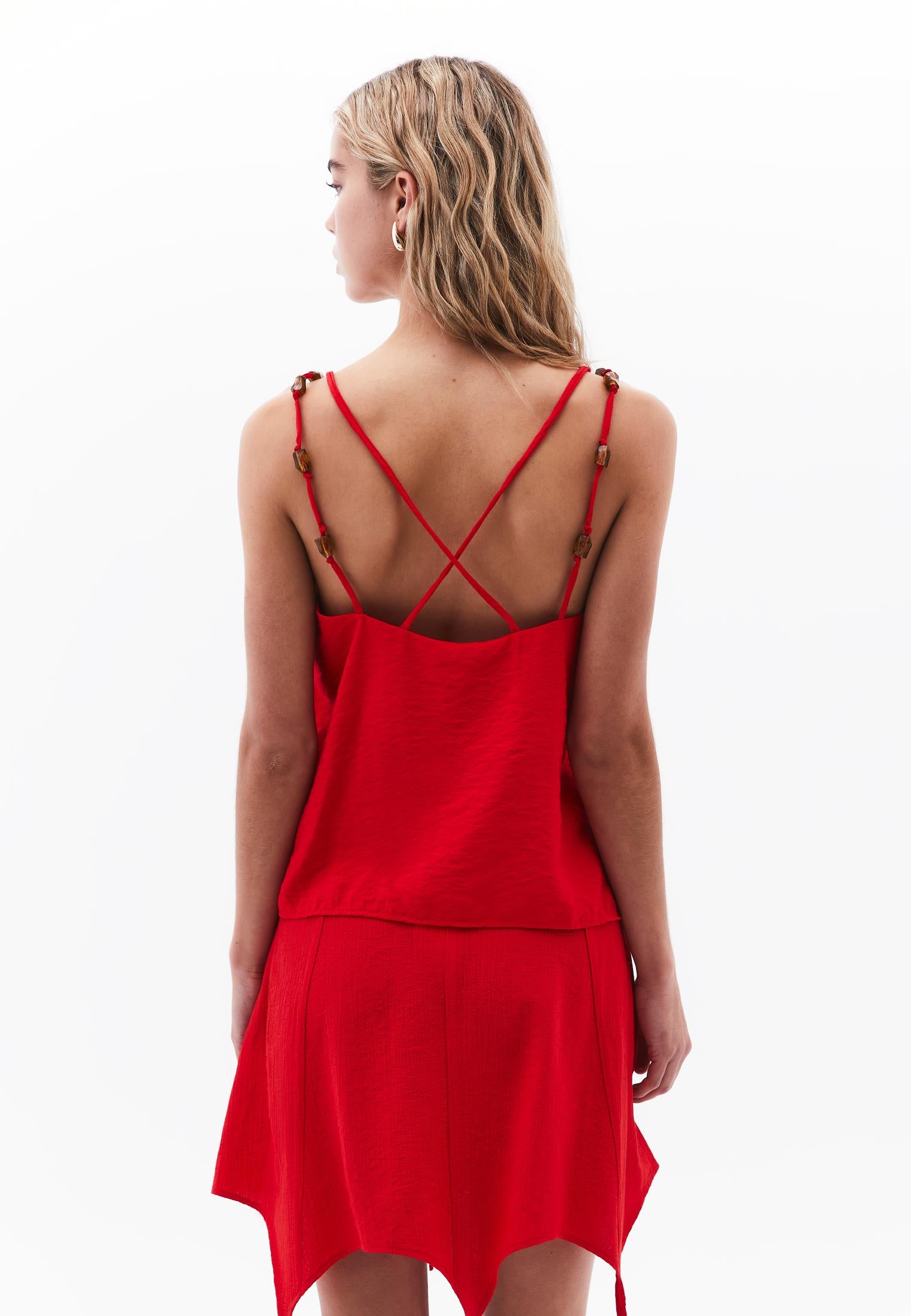 V-Neck Blouse - RACING RED