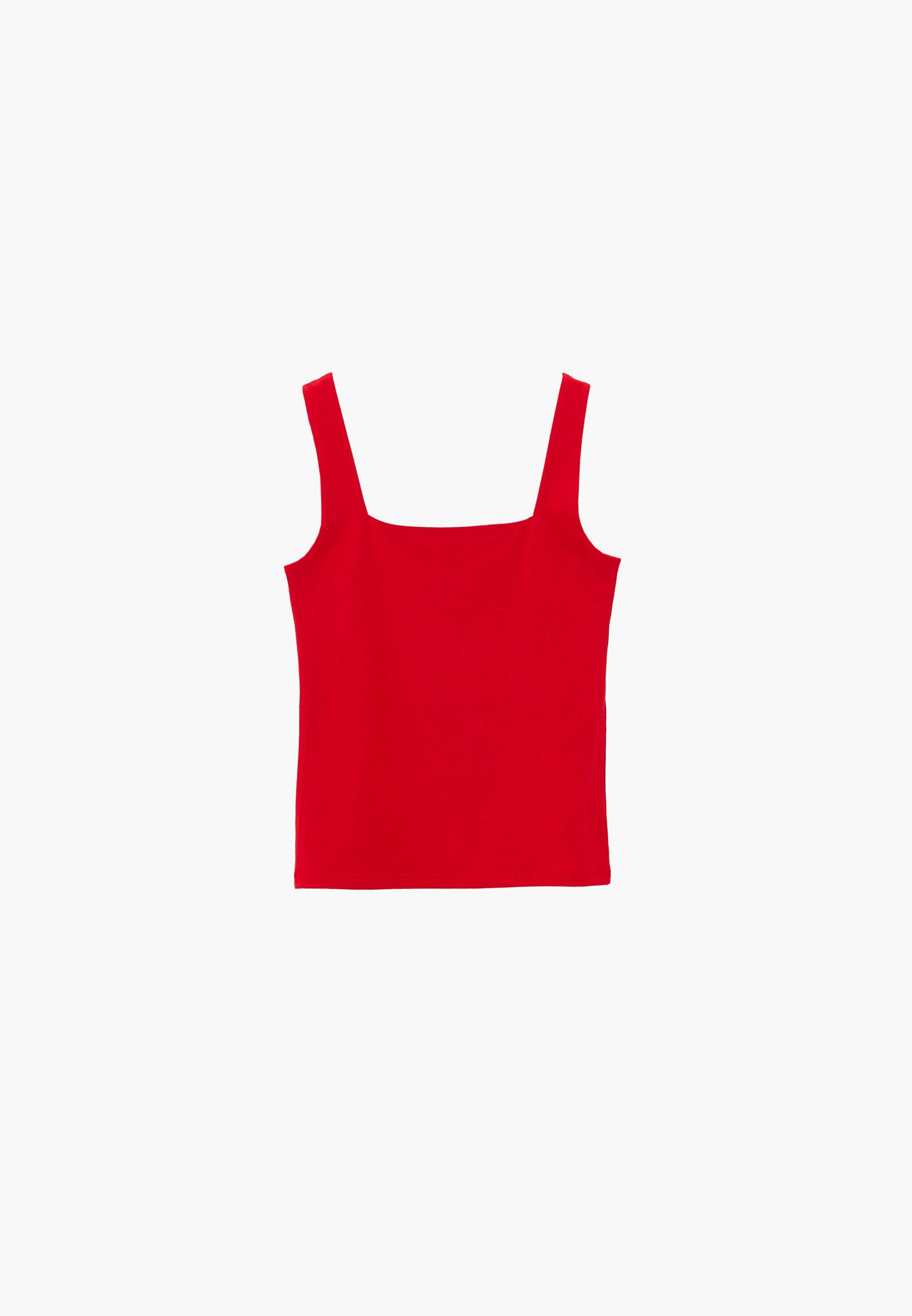Square Neck Bodycon Tank Top - RACING RED