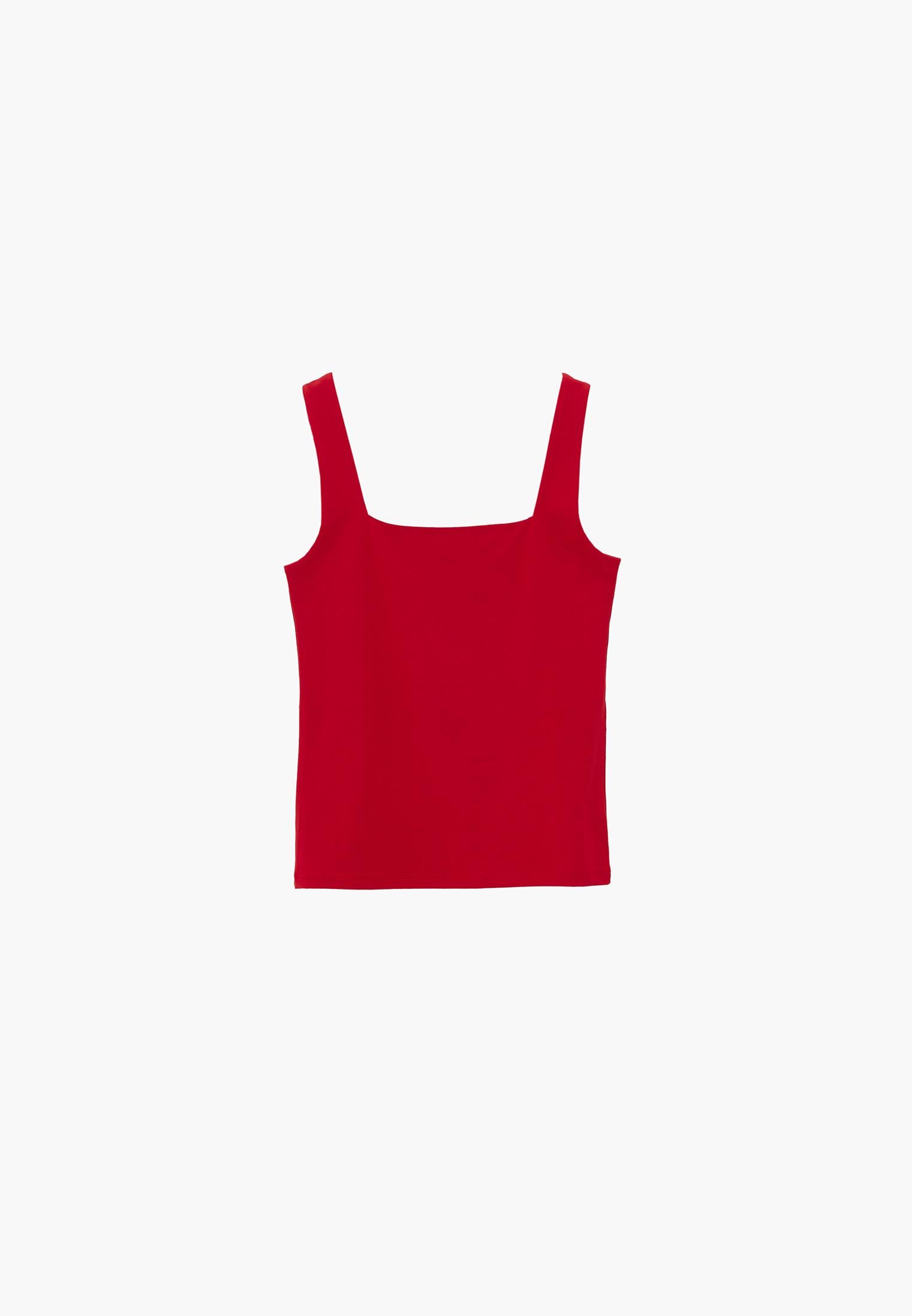 Square Neck Bodycon Tank Top - RACING RED