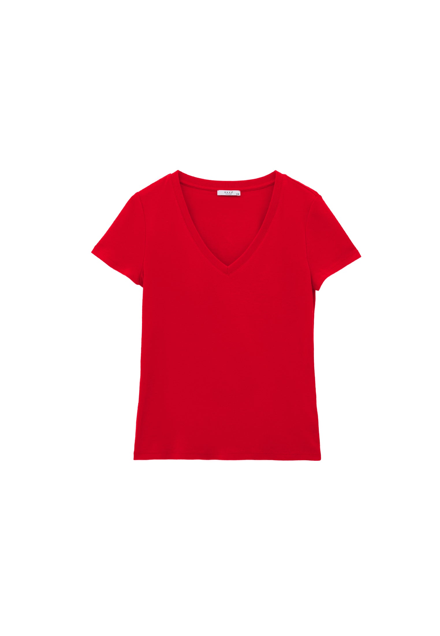 V Neck Short Sleeve T-Shirt - RACING RED