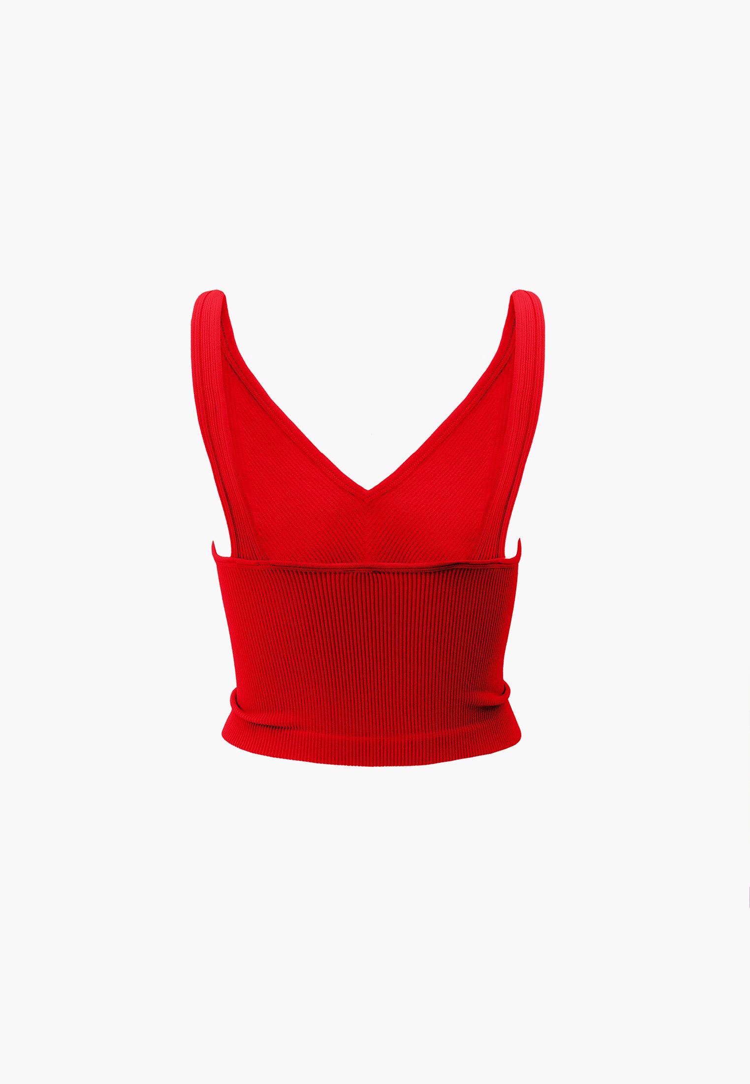 Cropped V Neck Tank Top - RACING RED