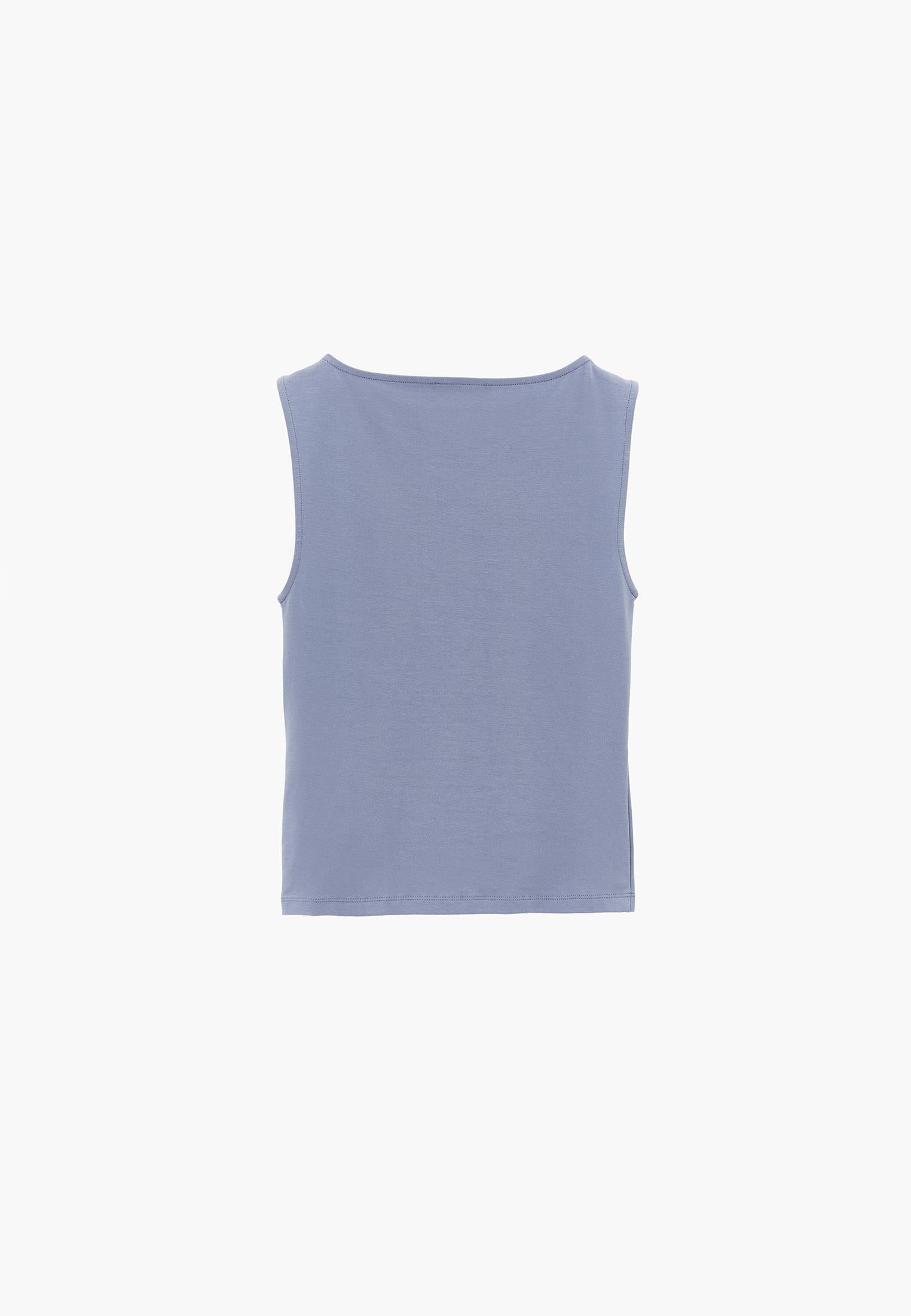 Boat Neck Bodycon Tank Top - RAIN WASHED