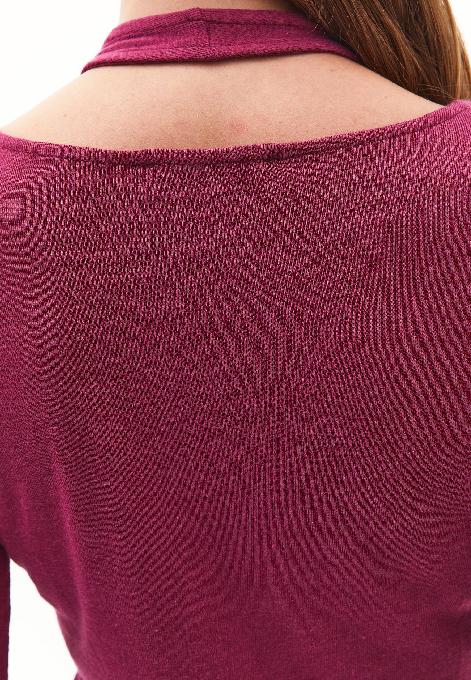 V Neck Long Sleeve T-Shirt - RASBERRY COULIS