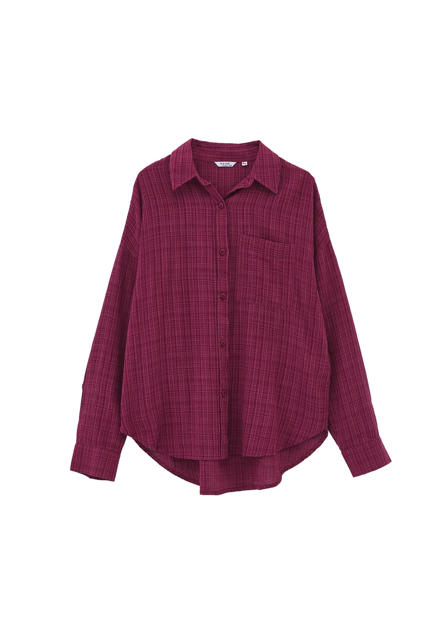 Button Detailed Oversize Long Sleeve Shirt - RASBERRY COULIS