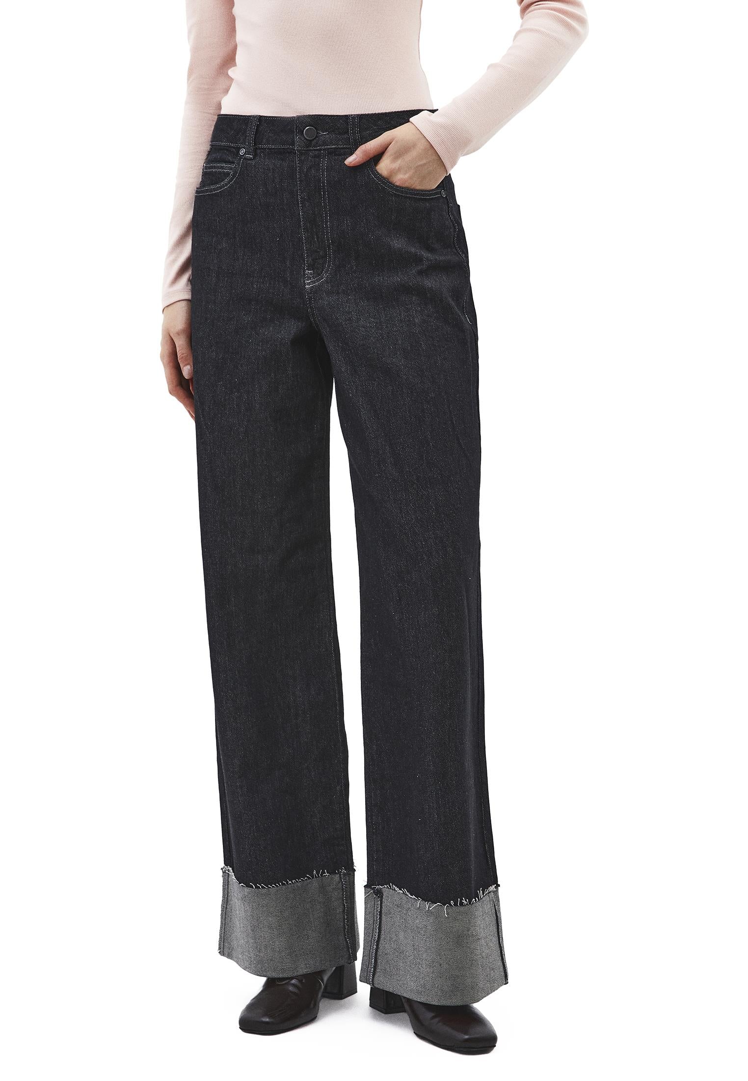 Ultra High Waist Wide Leg Pocket Detailed Pants - RAW DENIM