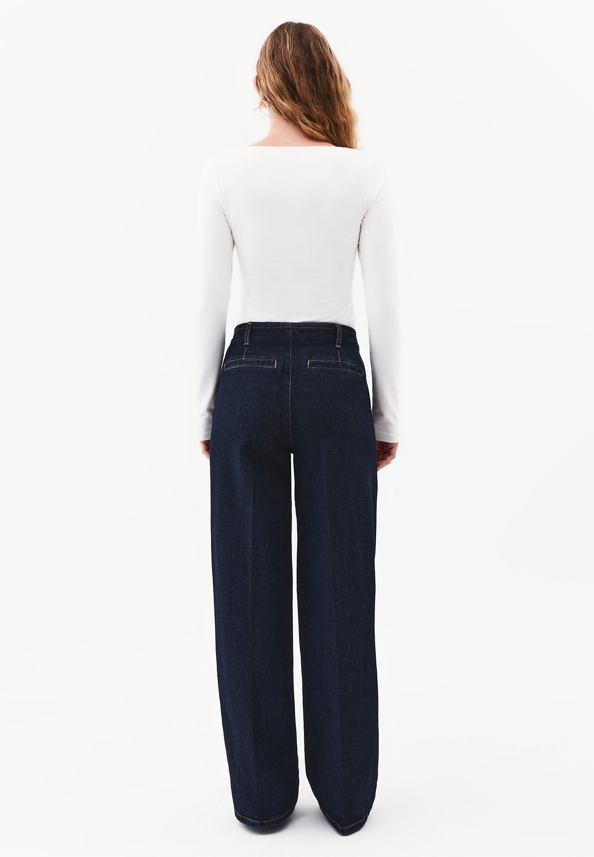 Straight Long High Waist Denim Pants - RAW DENIM