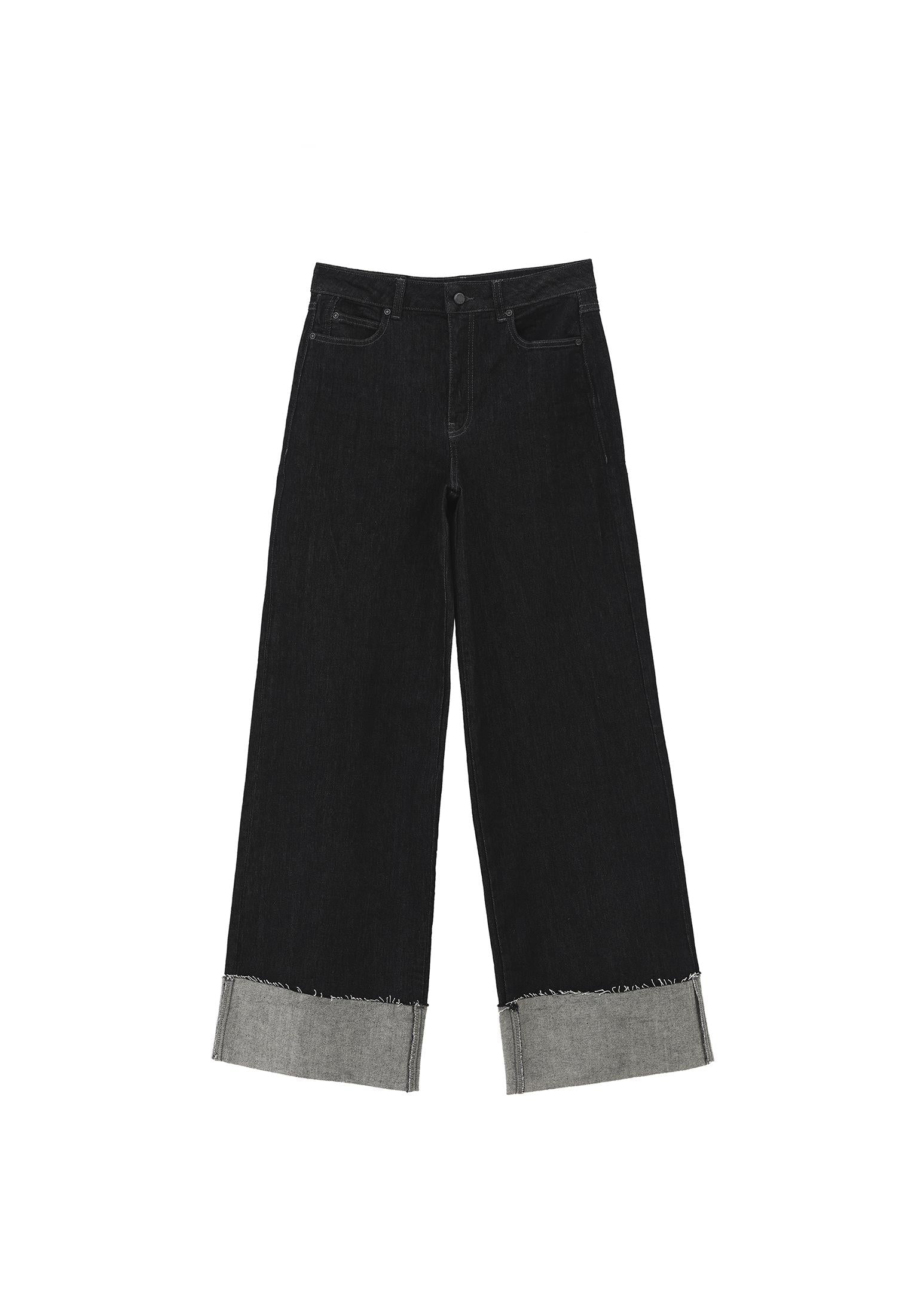 Ultra High Waist Wide Leg Pocket Detailed Pants - RAW DENIM