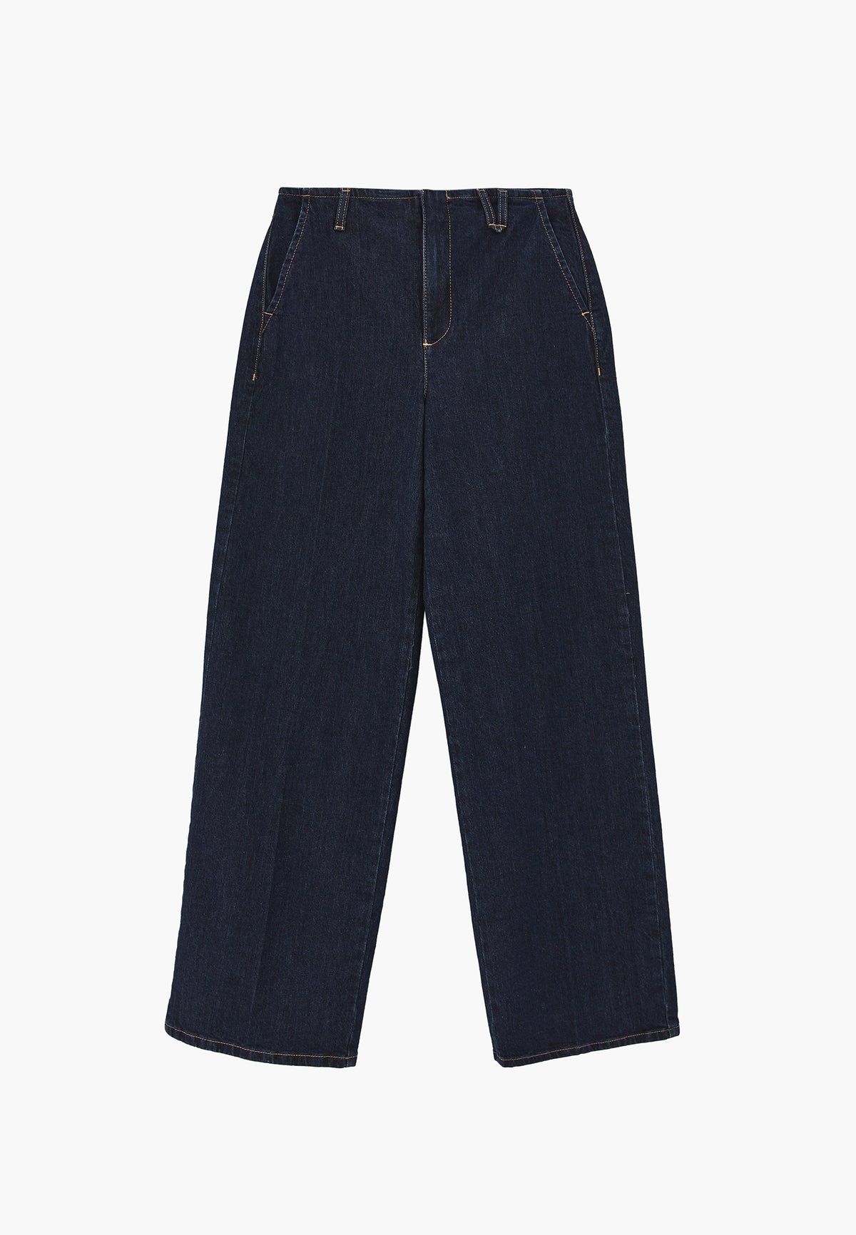 Straight Long High Waist Denim Pants - RAW DENIM