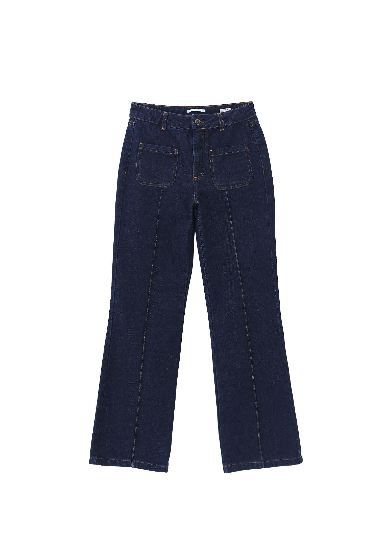 Spanish Leg Pocketed Denim Pants - RAW DENIM